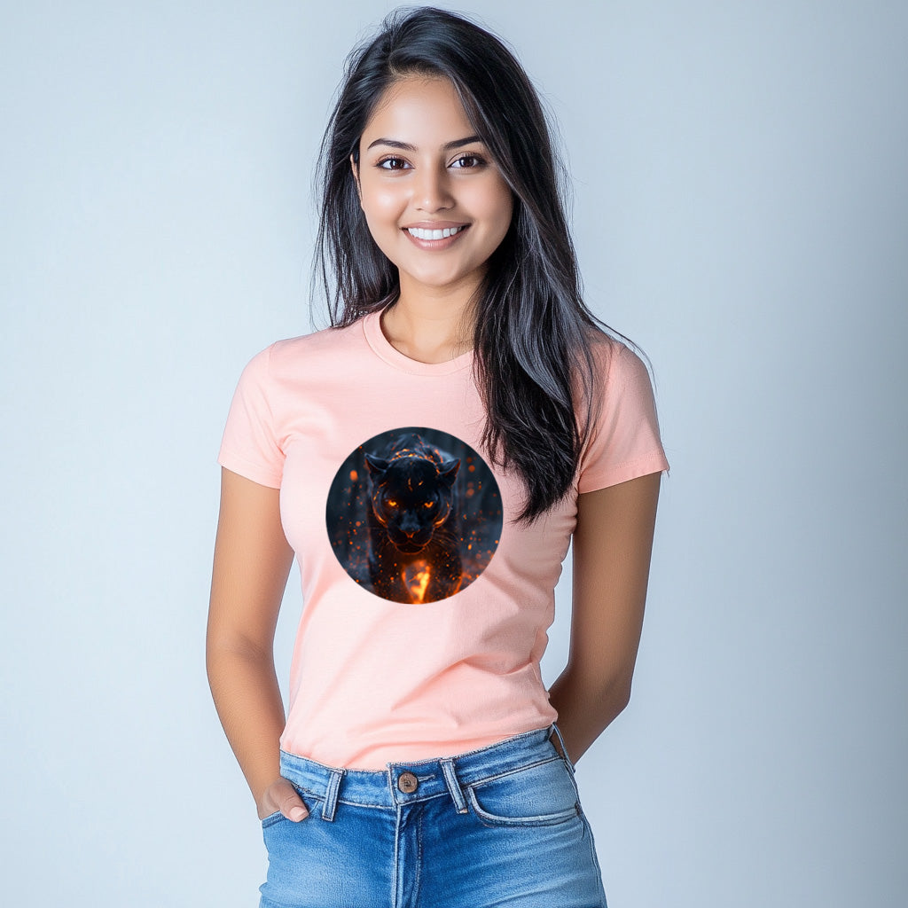 Black Panther T-Shirt for Women Cotton Majestic Forest