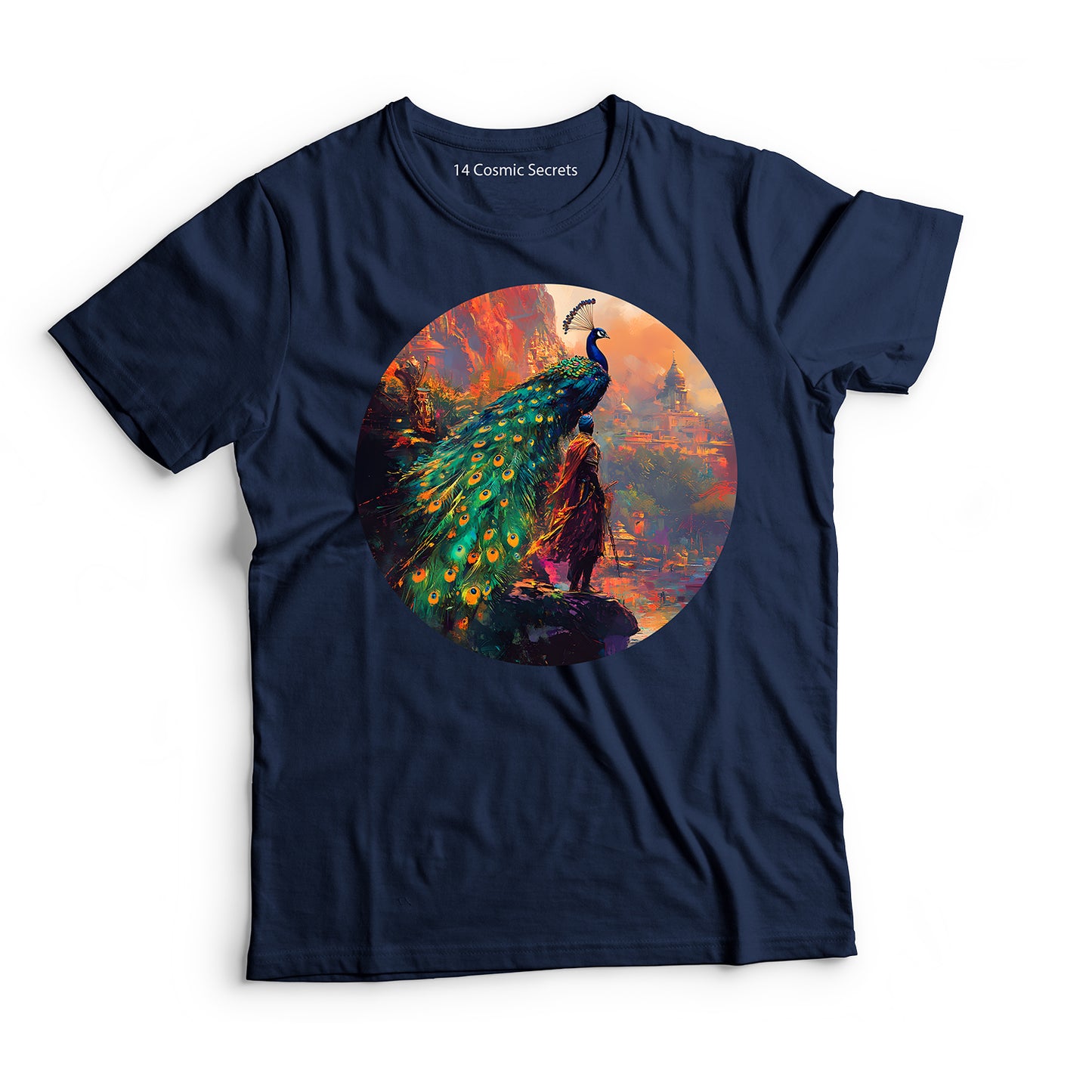 Peacock T-Shirt for Men Cotton Majestic Dancing