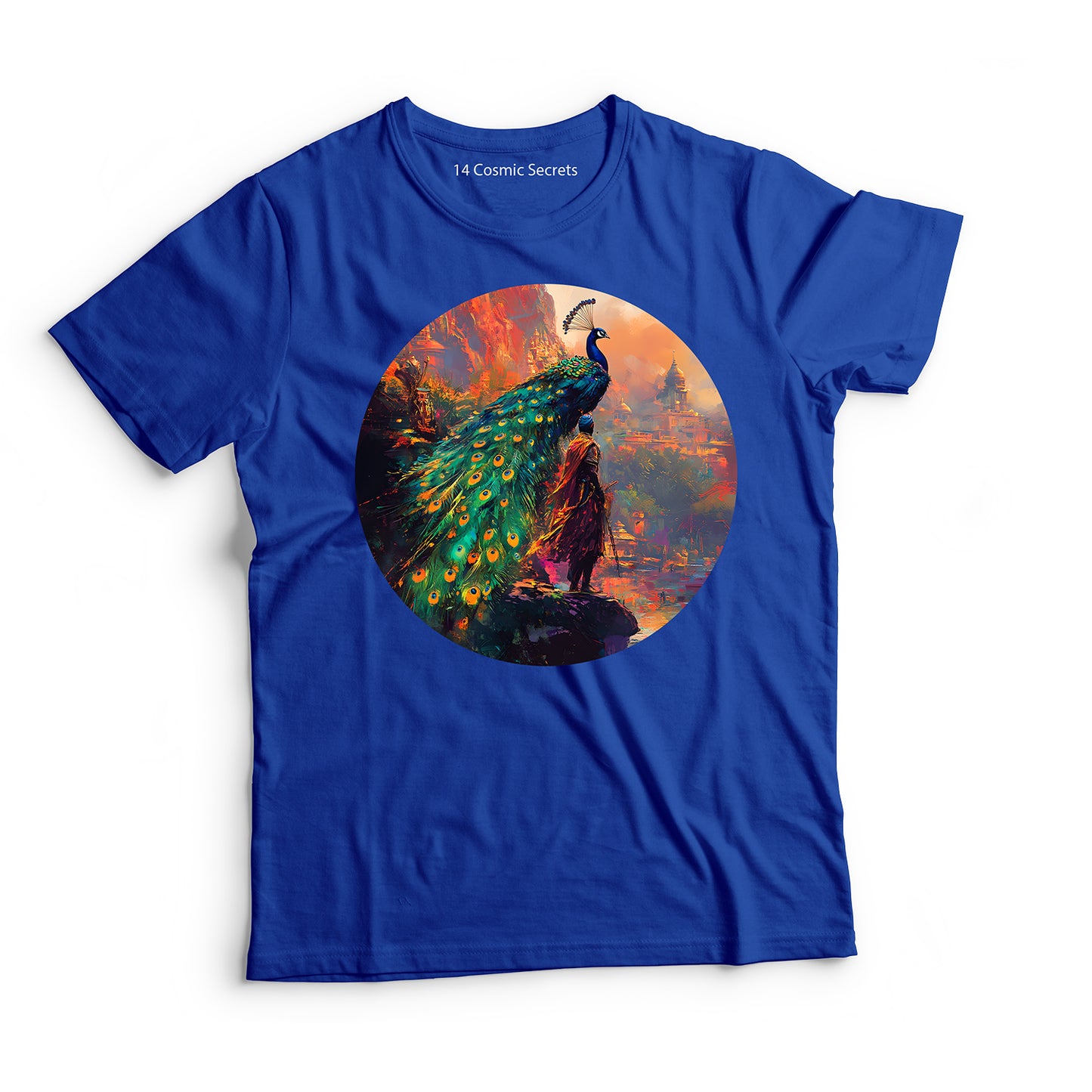 Peacock T-Shirt for Men Cotton Majestic Dancing