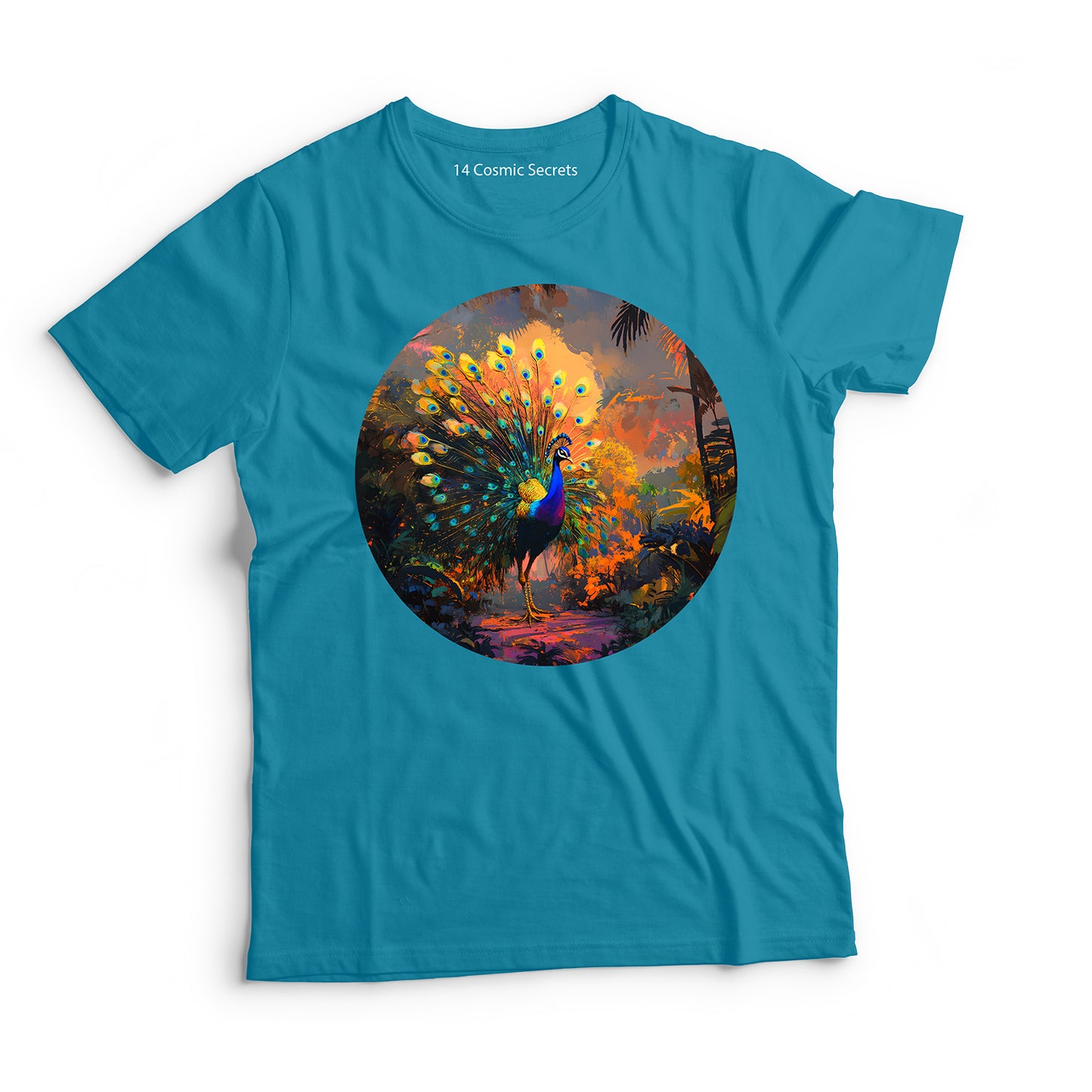 Peacock T-Shirt for Men Cotton Mesmerizing Blue