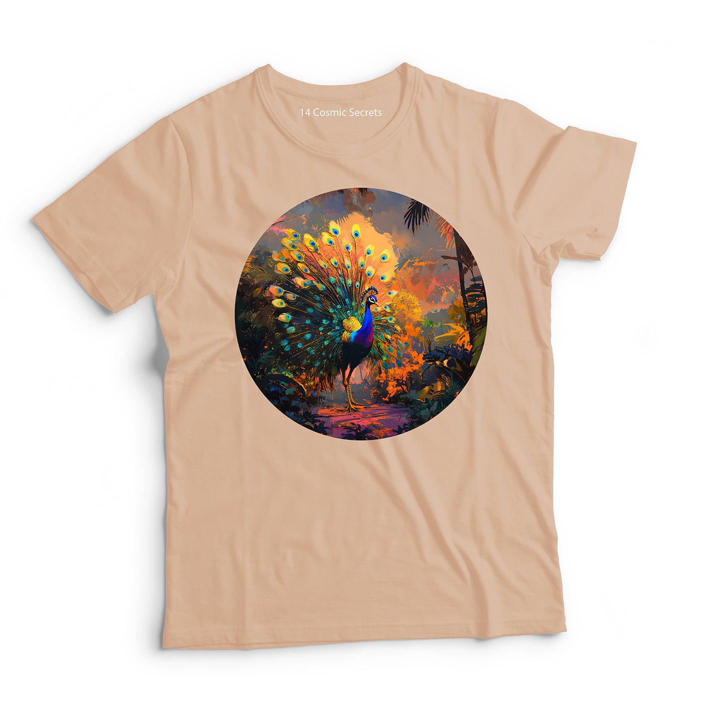 Peacock T-Shirt for Men Cotton Mesmerizing Blue