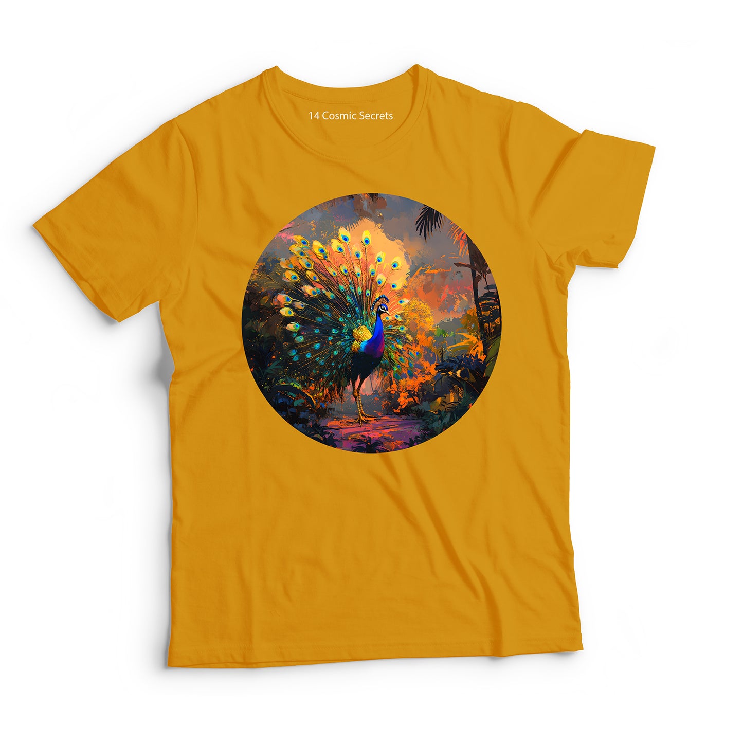 Peacock T-Shirt for Men Cotton Mesmerizing Blue