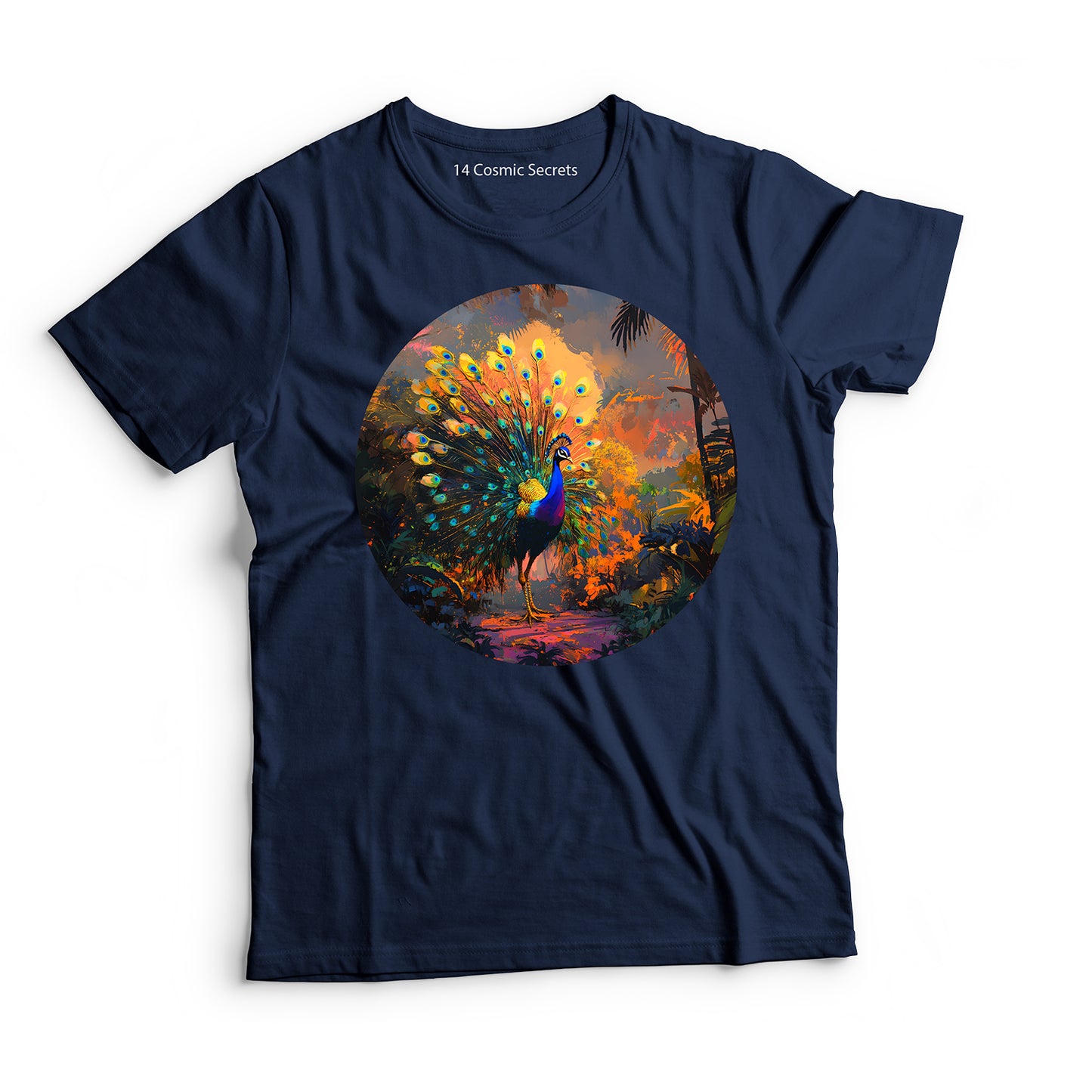 Peacock T-Shirt for Men Cotton Mesmerizing Blue