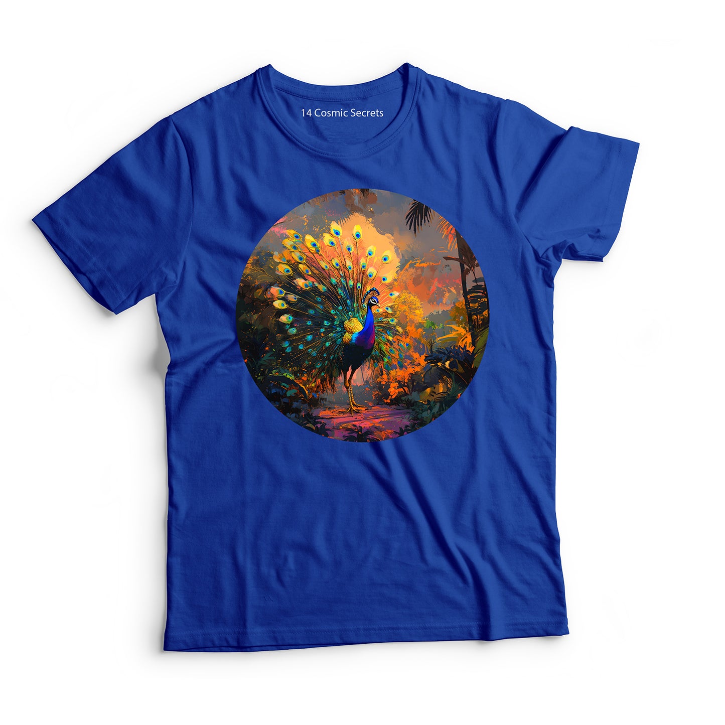 Peacock T-Shirt for Men Cotton Mesmerizing Blue