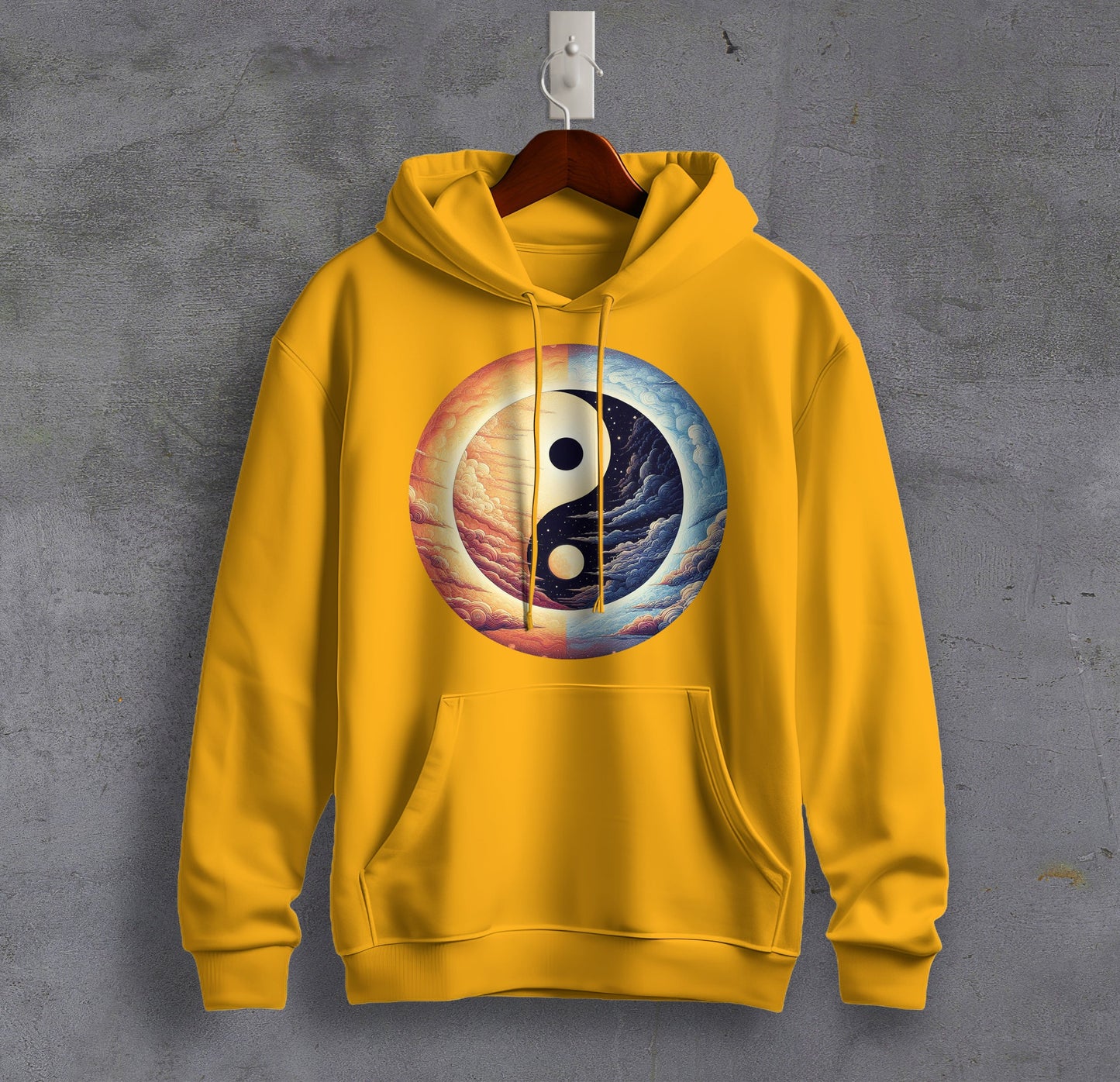 The Yin & The Yang - Graphic Printed Hooded Sweat Shirt for Men - Cotton - Cosmos Sweat Shirt 🪐 ☀️ ☯️ 🌘🌑🌒