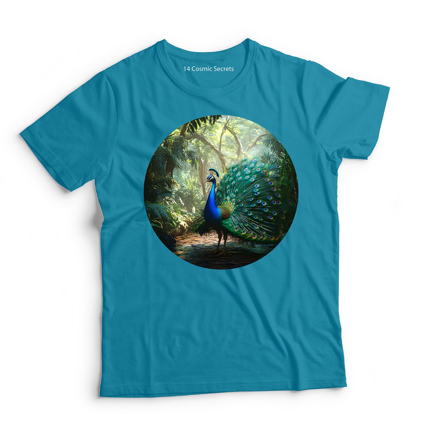Peacock T-Shirt for Men Cotton Resilient Jungle