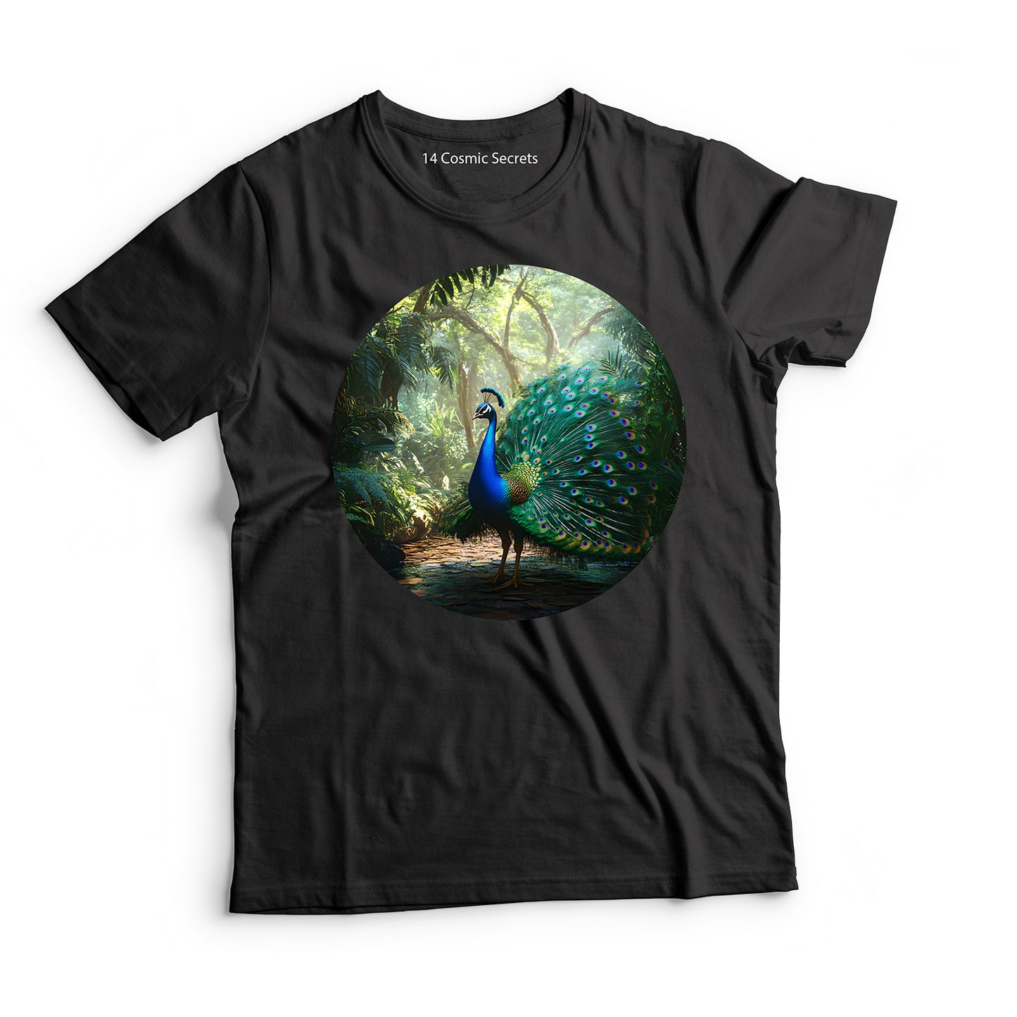 Peacock T-Shirt for Men Cotton Resilient Jungle