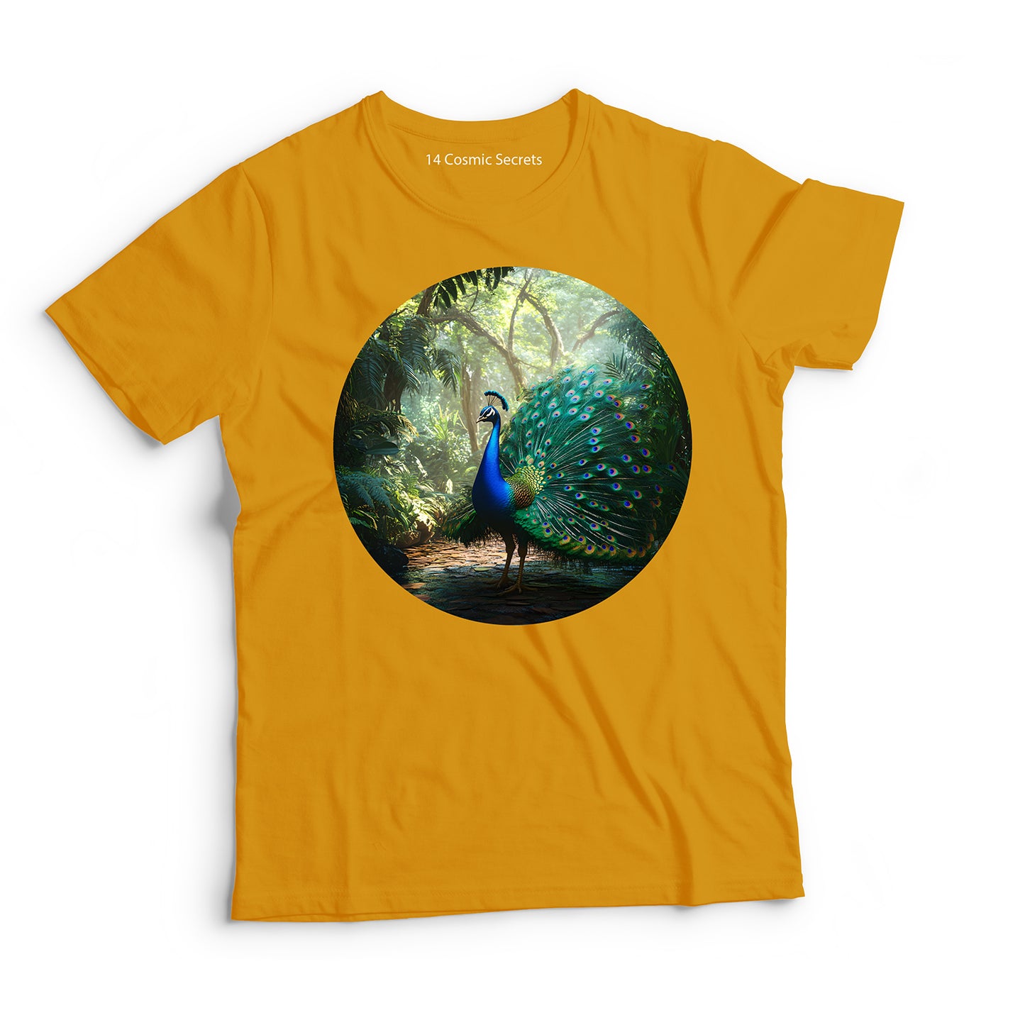 Peacock T-Shirt for Men Cotton Resilient Jungle