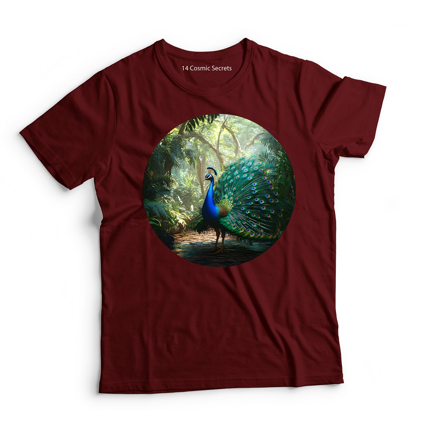 Peacock T-Shirt for Men Cotton Resilient Jungle