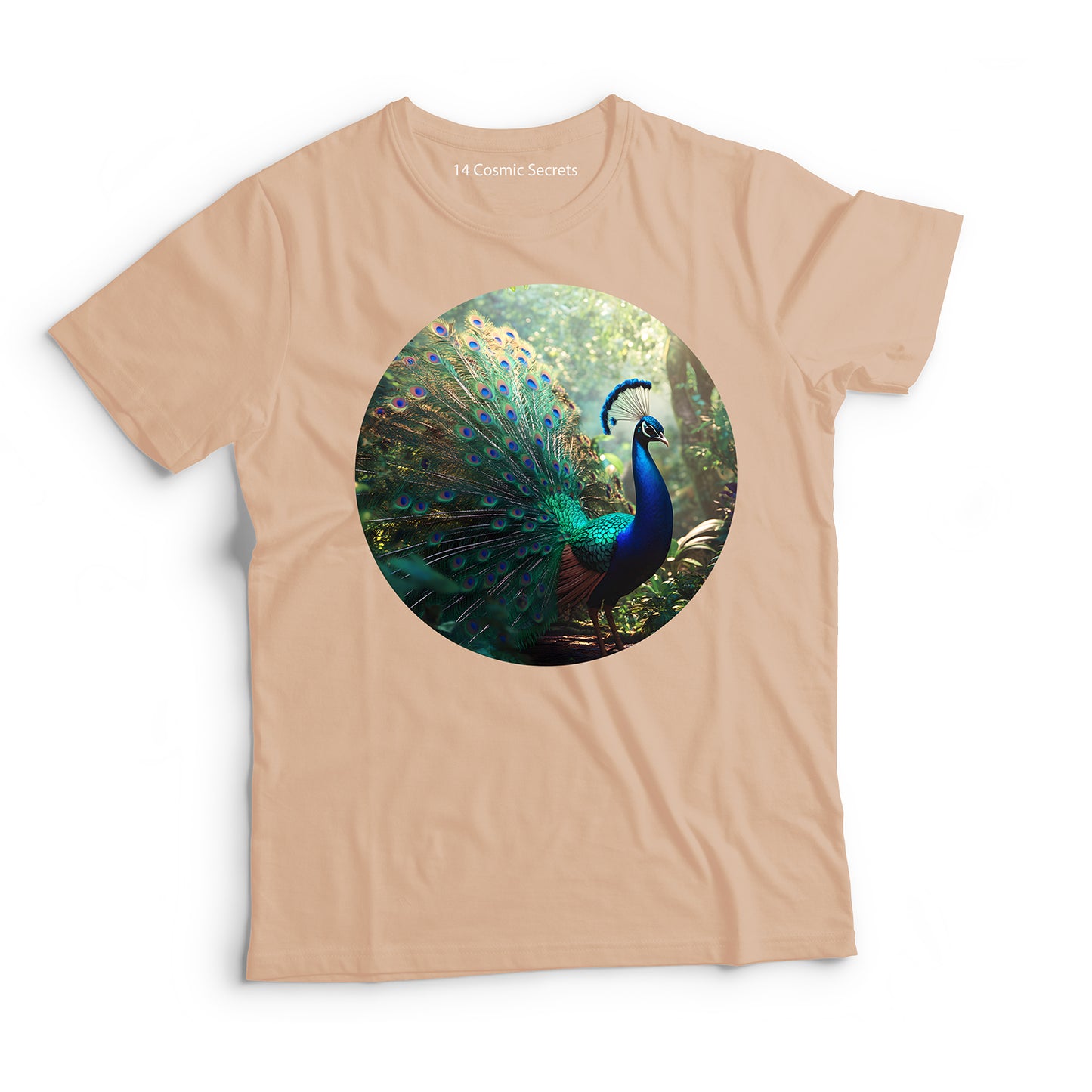 Peacock T-Shirt for Men Cotton Serene Sky
