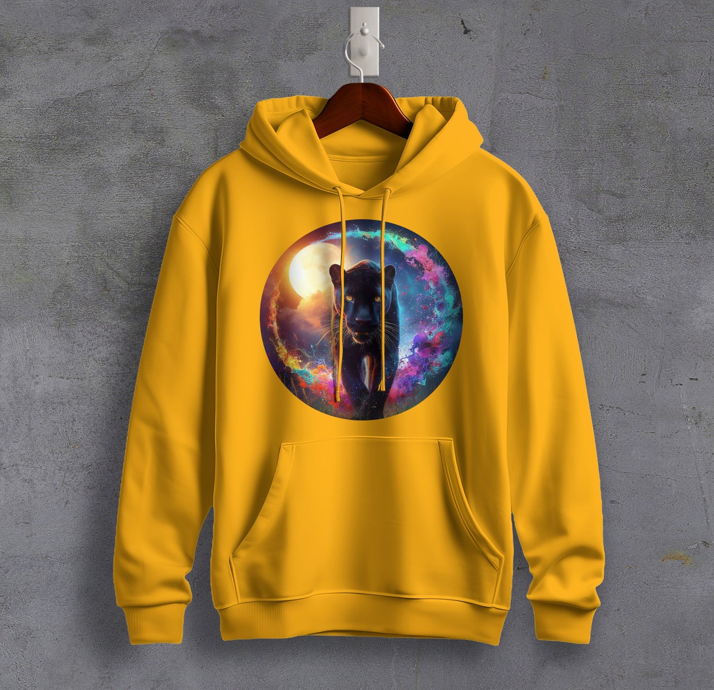 The Bold Black Panther - Graphic Printed Hooded Sweat Shirt for Men - Cotton - Magnificence of India Sweat Shirt