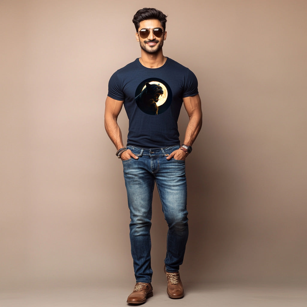 Bold Shadow Black Panther T-Shirt for Men Cotton