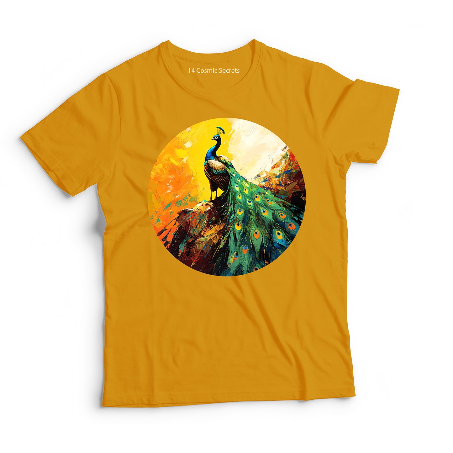 Peacock T-Shirt for Kids Cotton Vibrant Feathered