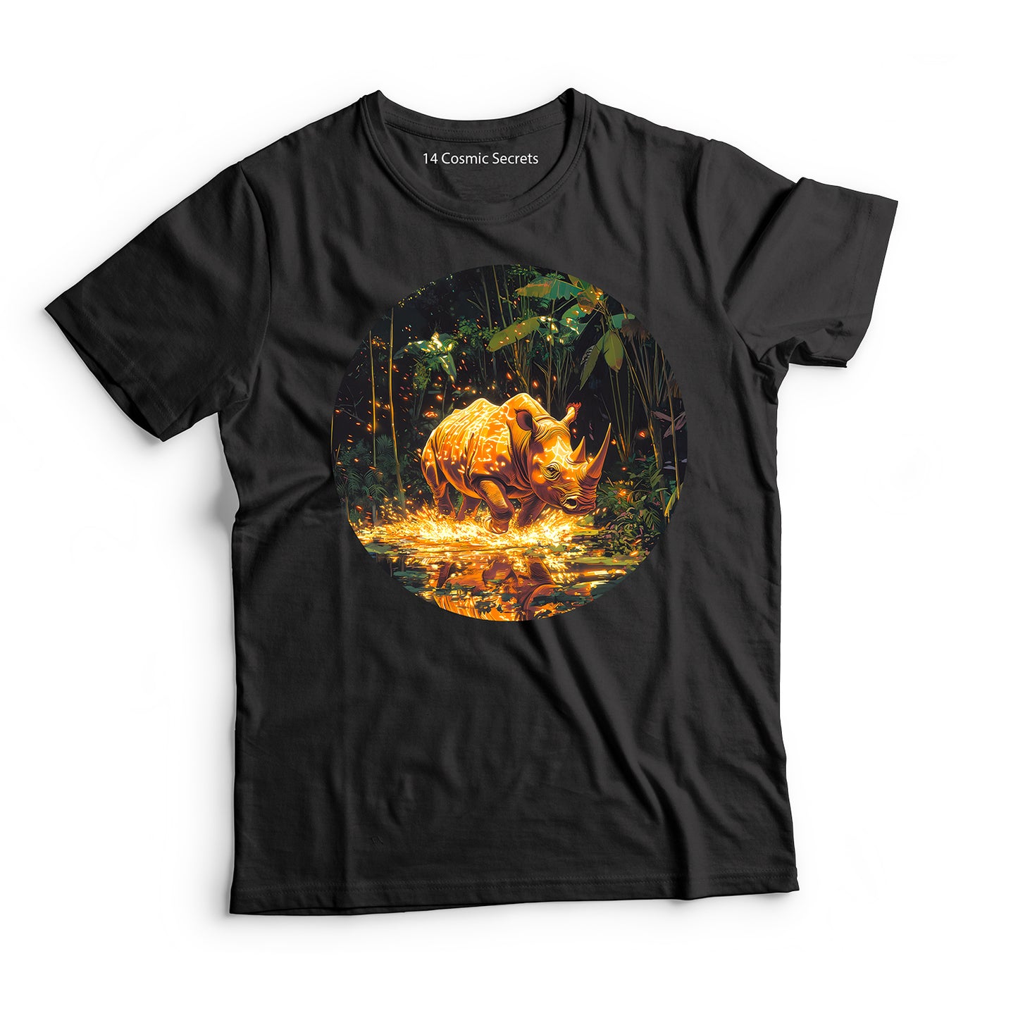 Rhino T-Shirt for Men Cotton Powerful Black