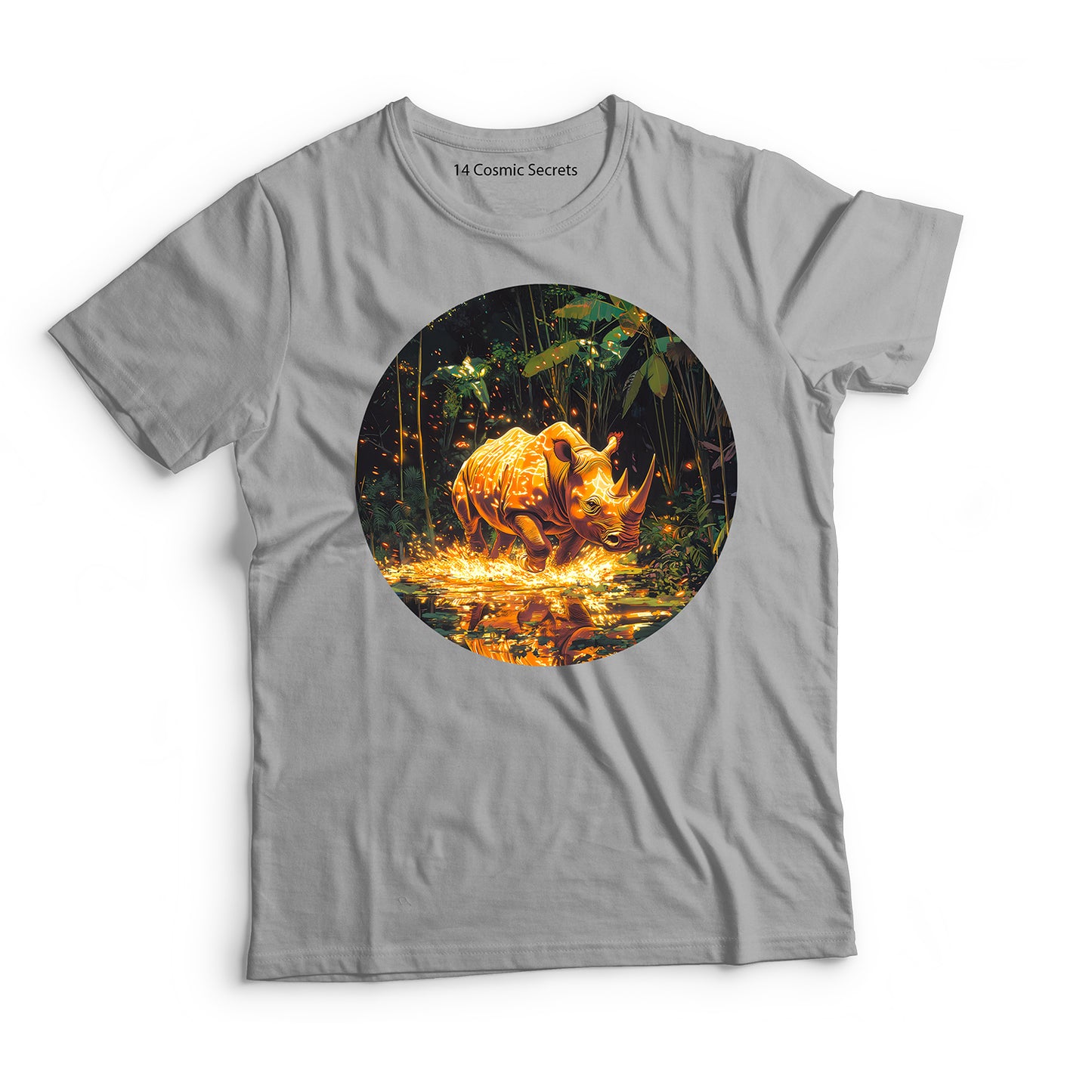 Rhino T-Shirt for Men Cotton Powerful Black