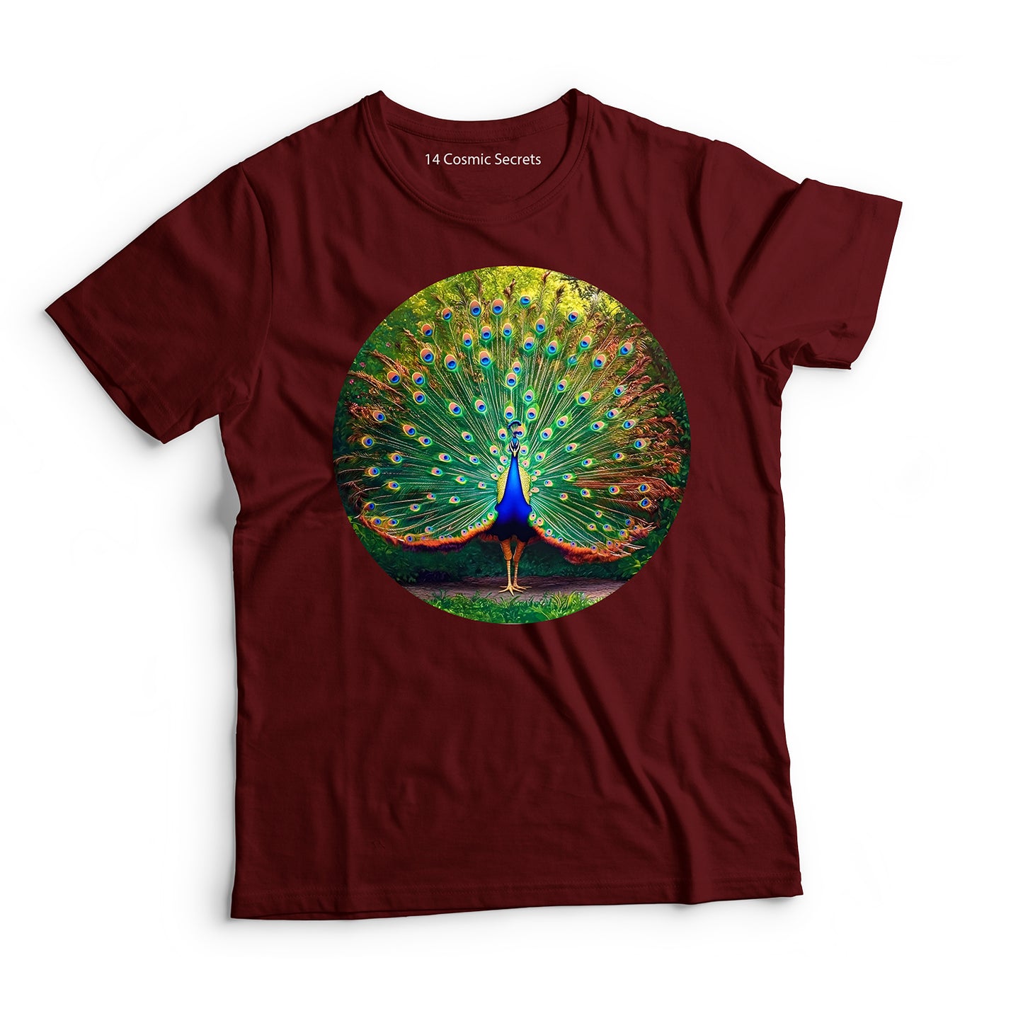 Peacock T-Shirt for Men Cotton Graceful Regal