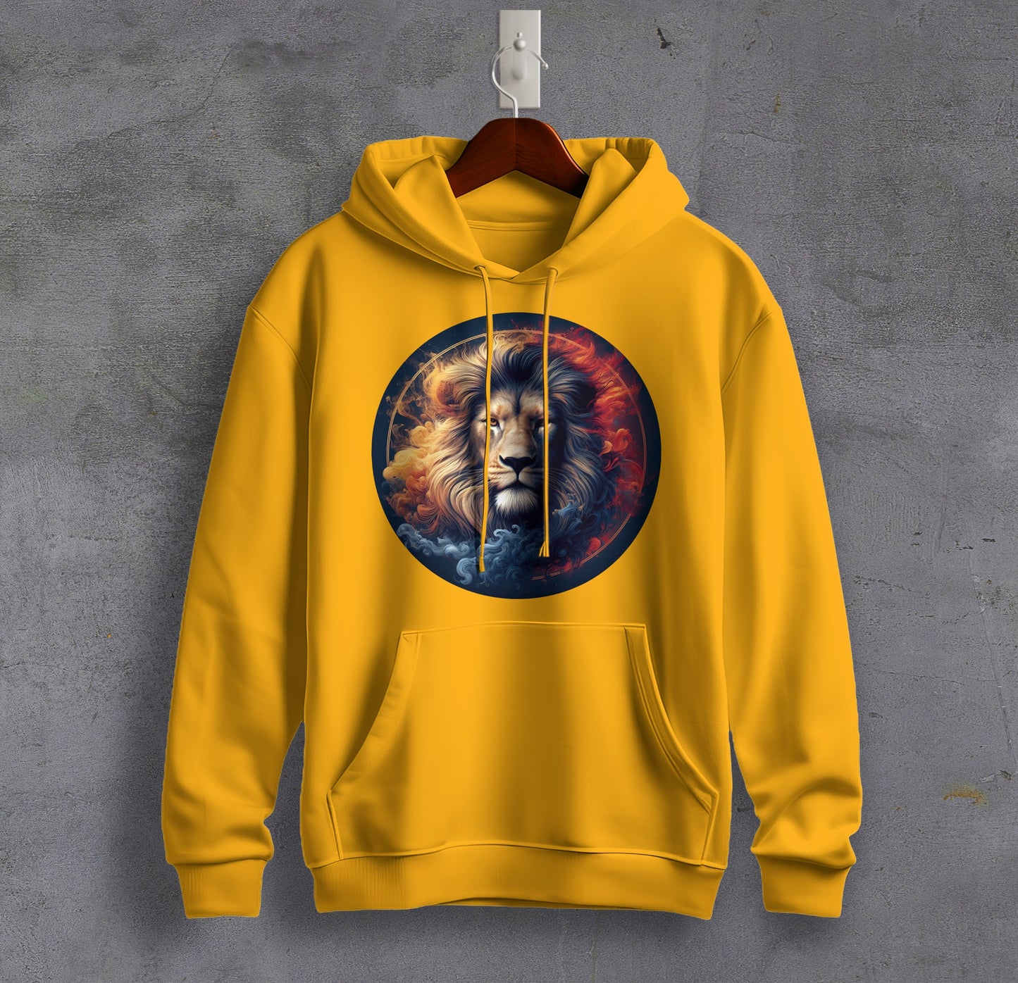 Lion's Strength - Graphic Printed Hooded Sweat Shirt for Men - Cotton - Magnificence of India Sweat Shirt