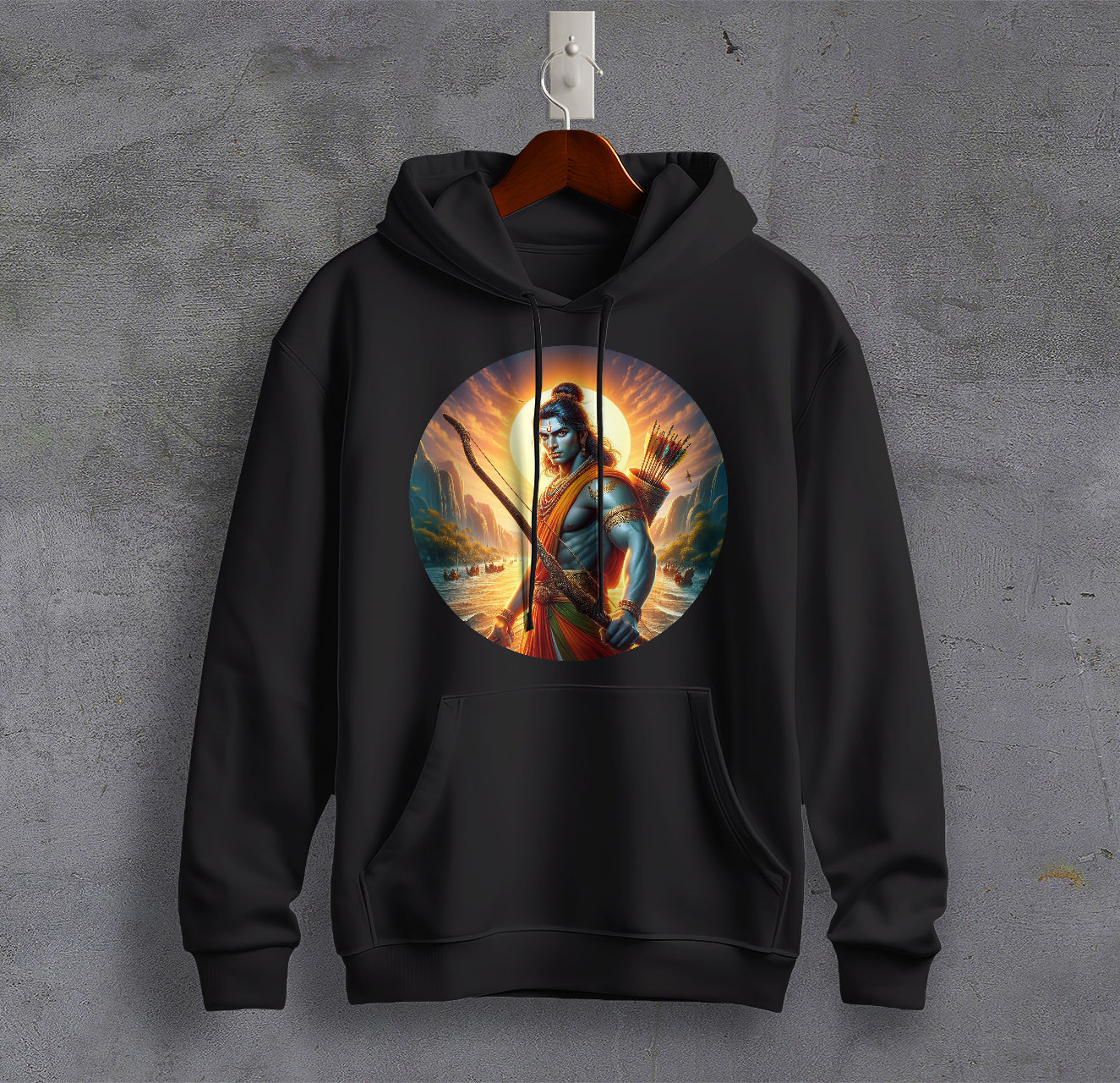 Divine Rama Warrior of Virtue Graphic Printed Sweatshirt for Men Cotton Sweatshirt Original Super Heroes of India Hoodie