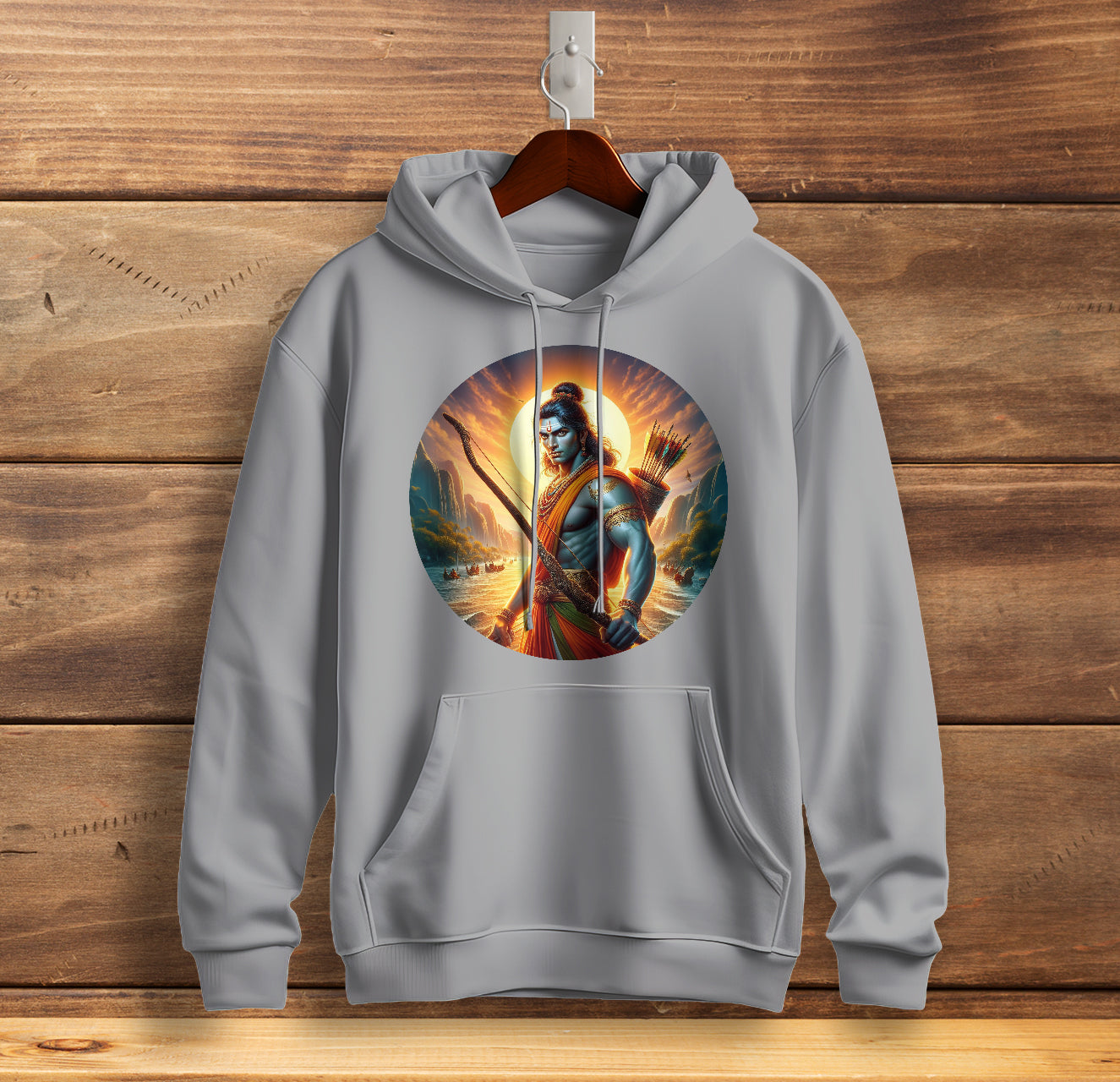 Divine Rama Warrior of Virtue Graphic Printed Sweatshirt for Men Cotton Sweatshirt Original Super Heroes of India Hoodie