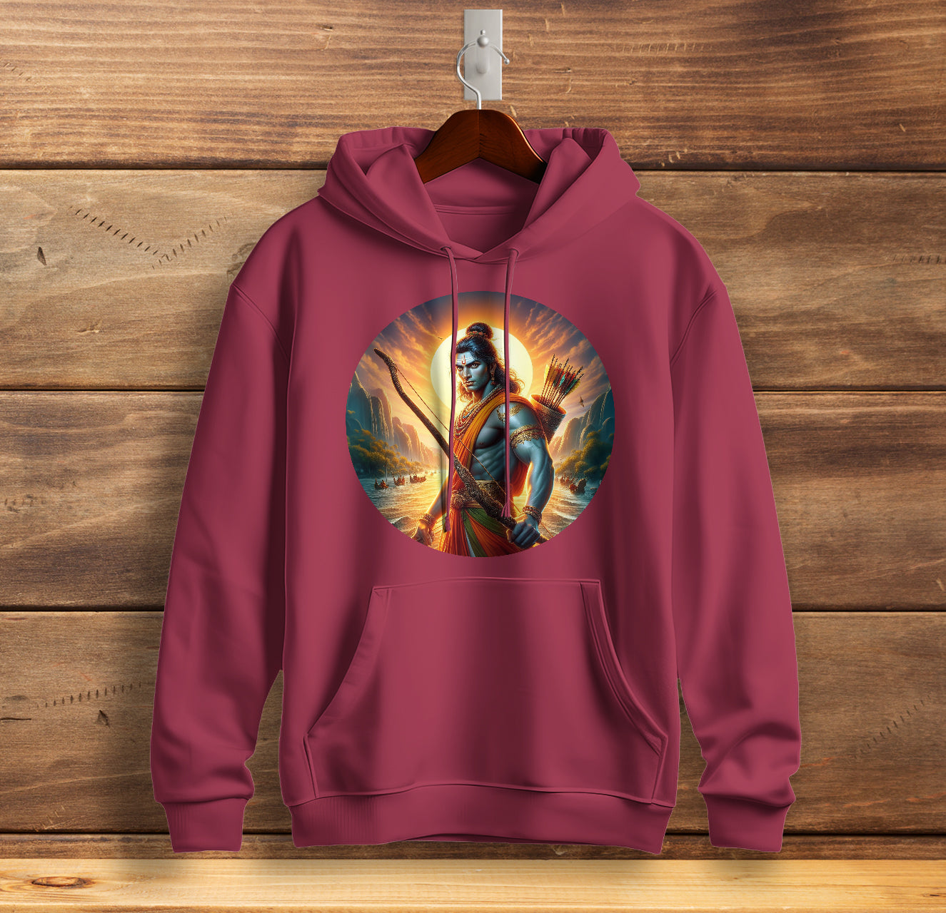 Divine Rama Warrior of Virtue Graphic Printed Sweatshirt for Men Cotton Sweatshirt Original Super Heroes of India Hoodie