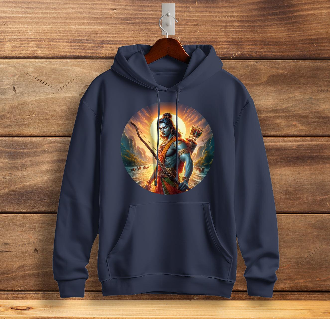 Divine Rama Warrior of Virtue Graphic Printed Sweatshirt for Men Cotton Sweatshirt Original Super Heroes of India Hoodie