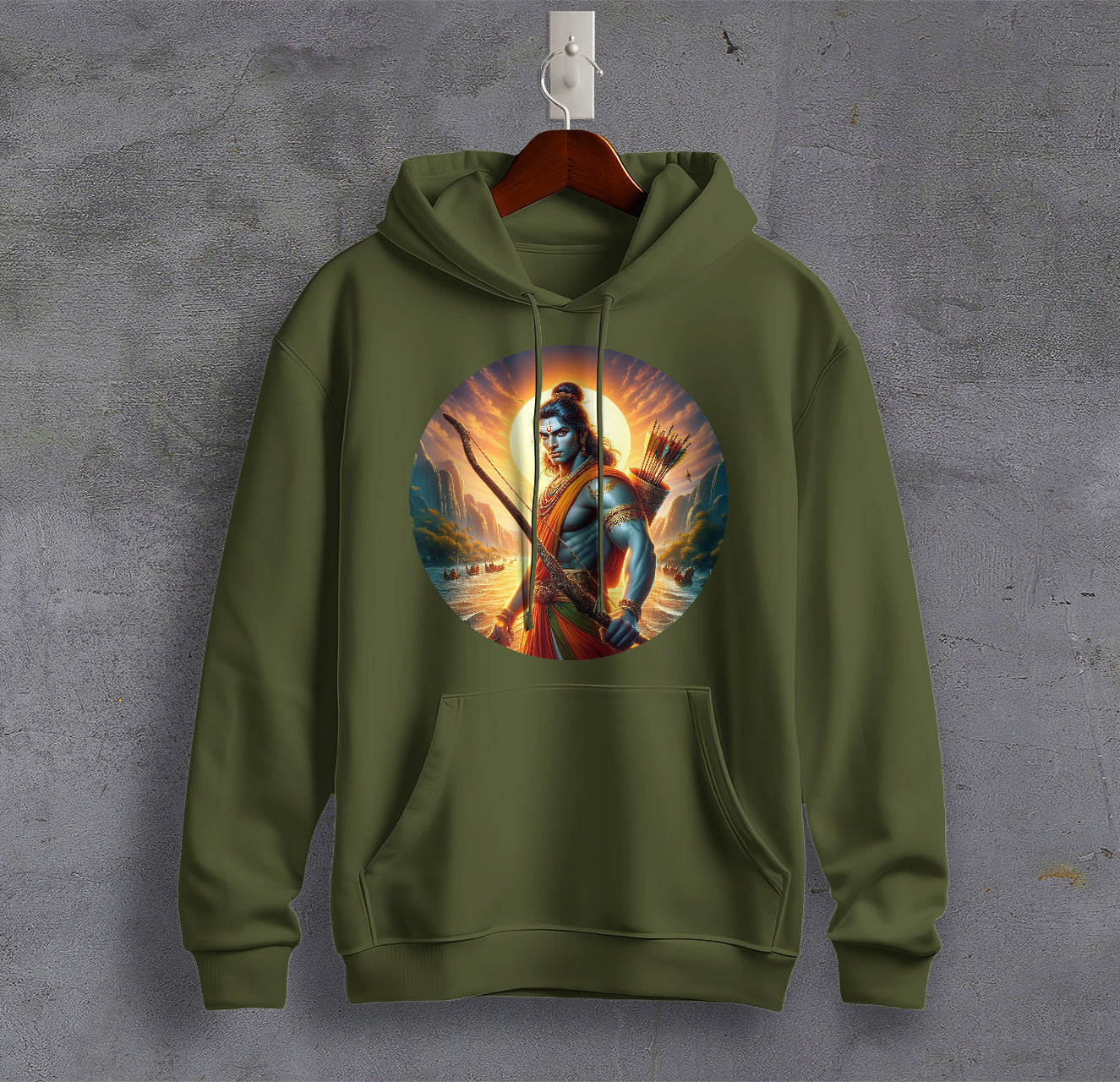 Divine Rama Warrior of Virtue Graphic Printed Sweatshirt for Men Cotton Sweatshirt Original Super Heroes of India Hoodie