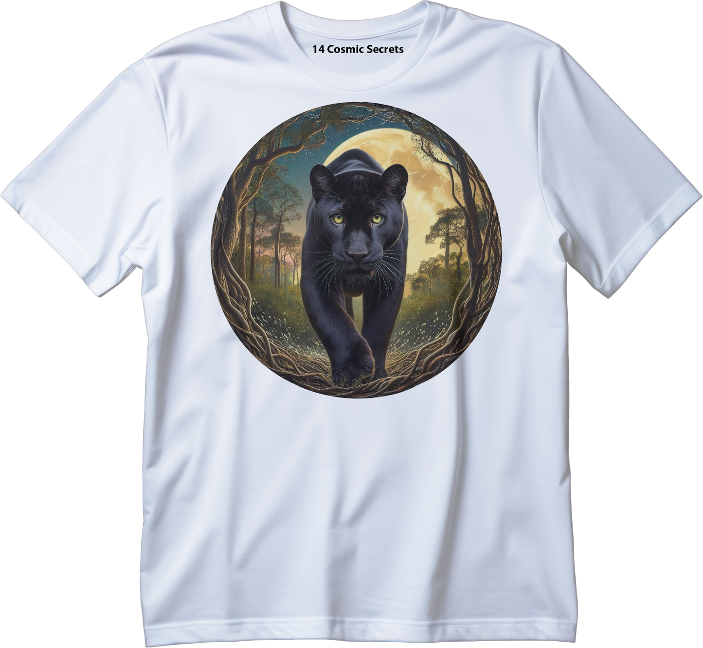 Black Panther on a Moon Night Graphic T-Shirt Cotton T-Shirt Magnificence of India T-Shirt