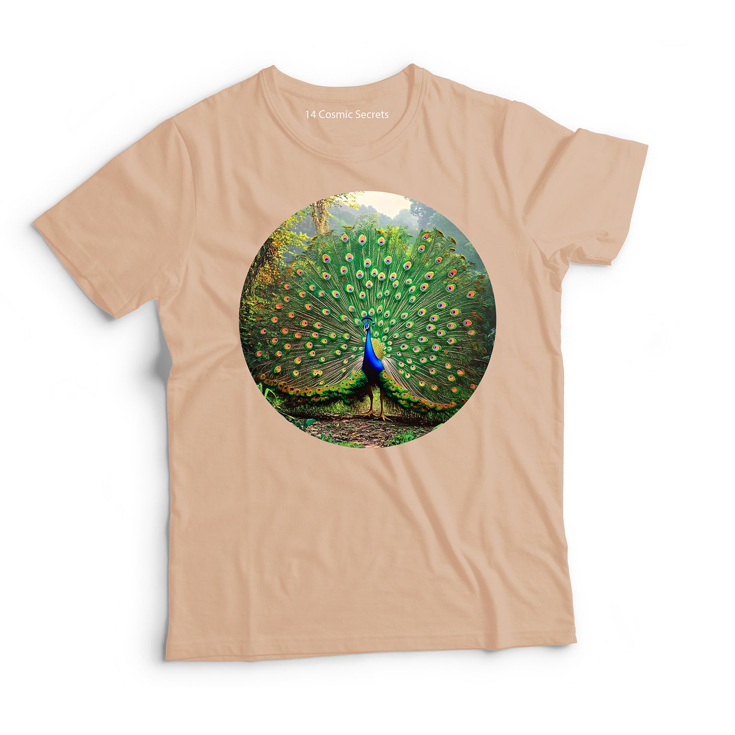 Peacock T-Shirt for Men Cotton Bold Forest