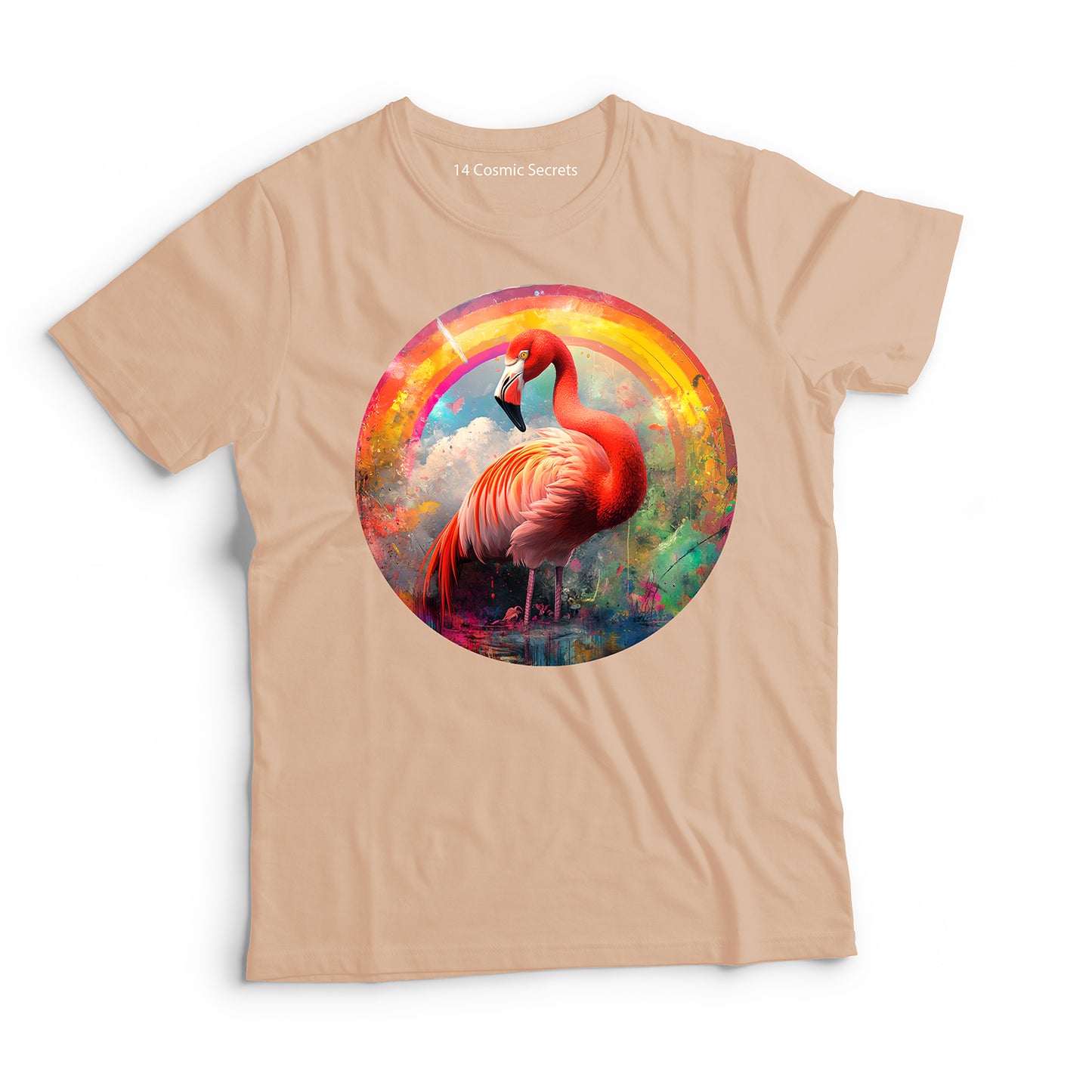 Flamingo T-Shirt for Men Cotton Elegant Sunset
