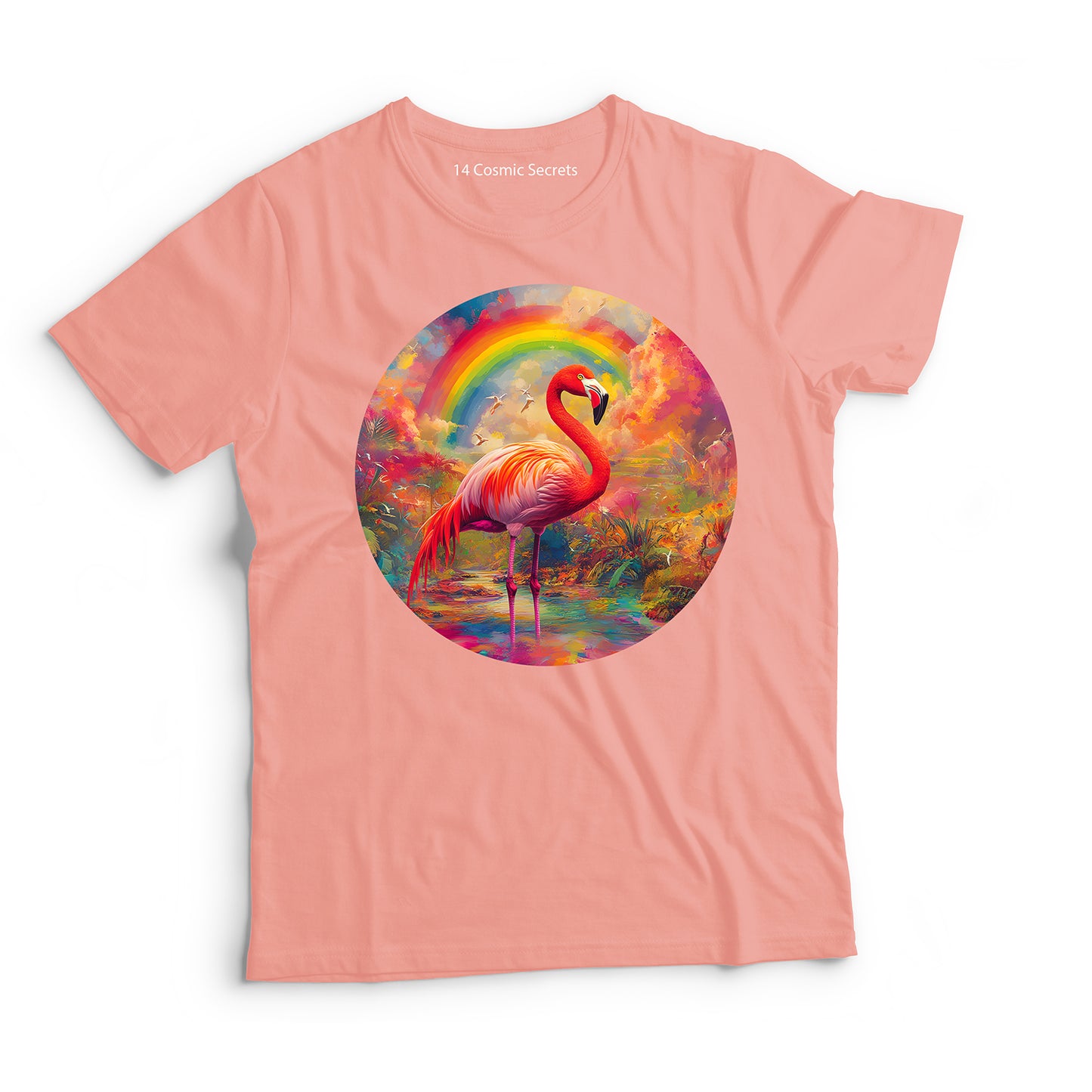 Flamingo T-Shirt for Women Cotton Vibrant Feathered