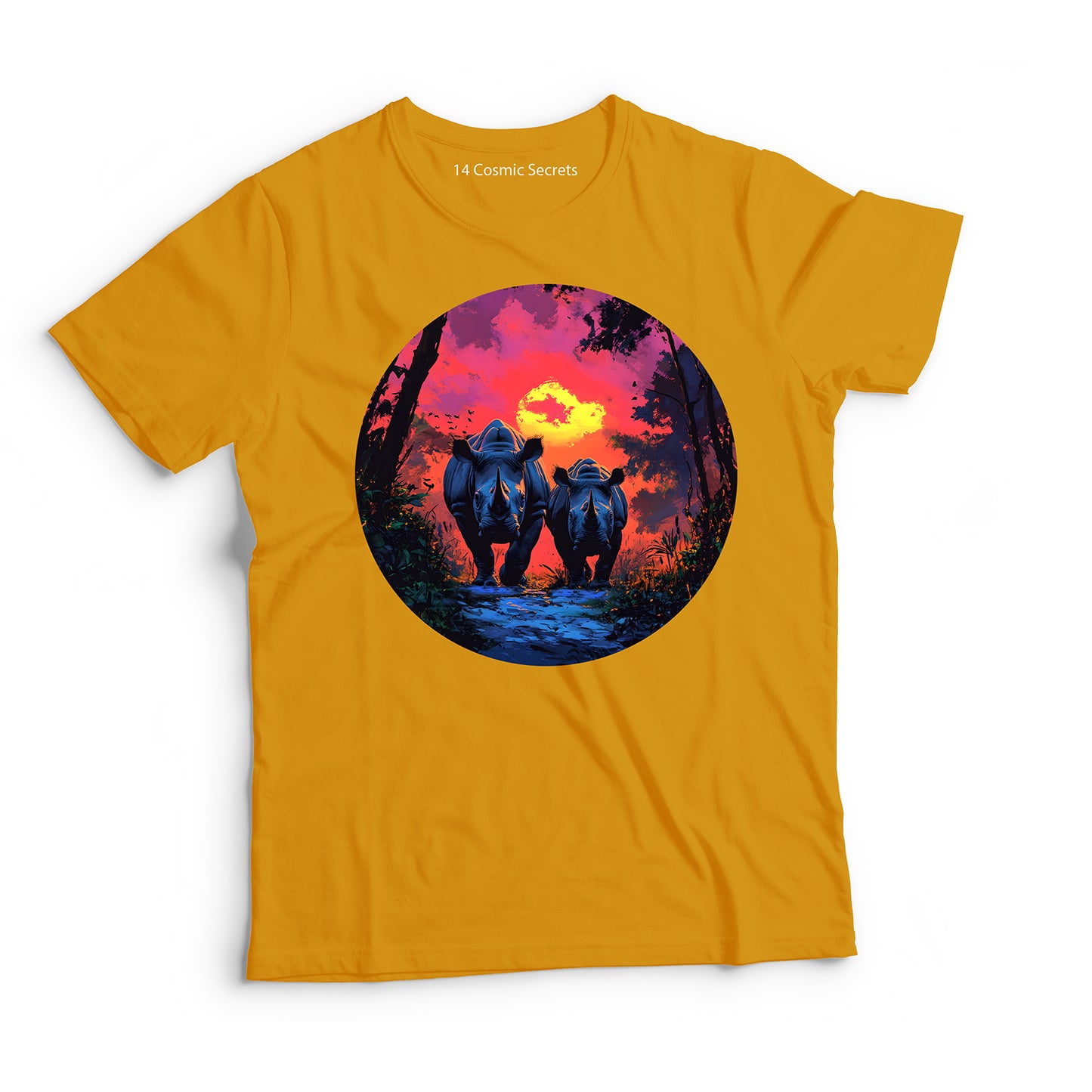 Rhino T-Shirt for Men Cotton Mighty Forest