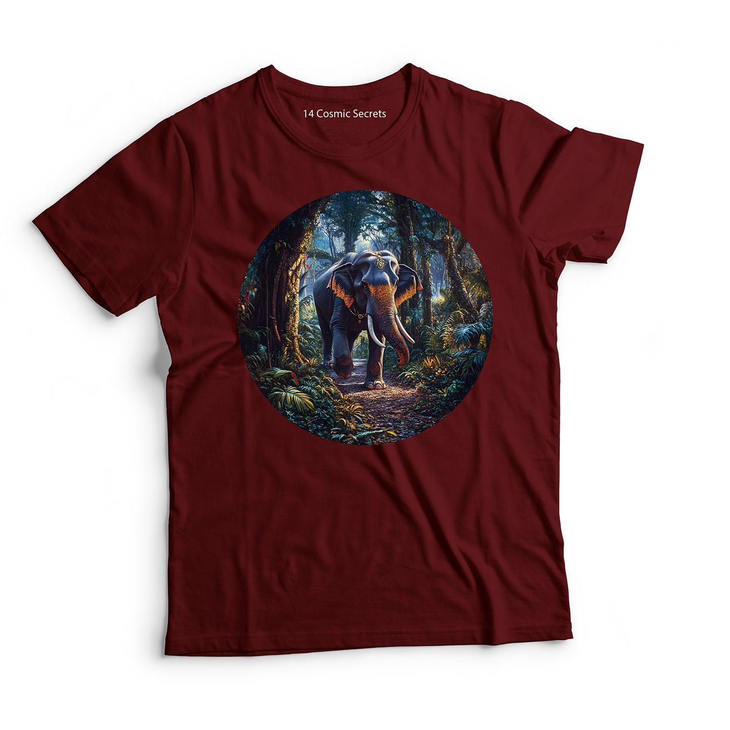 Elephant T-Shirt for Men Cotton Fearless Forest