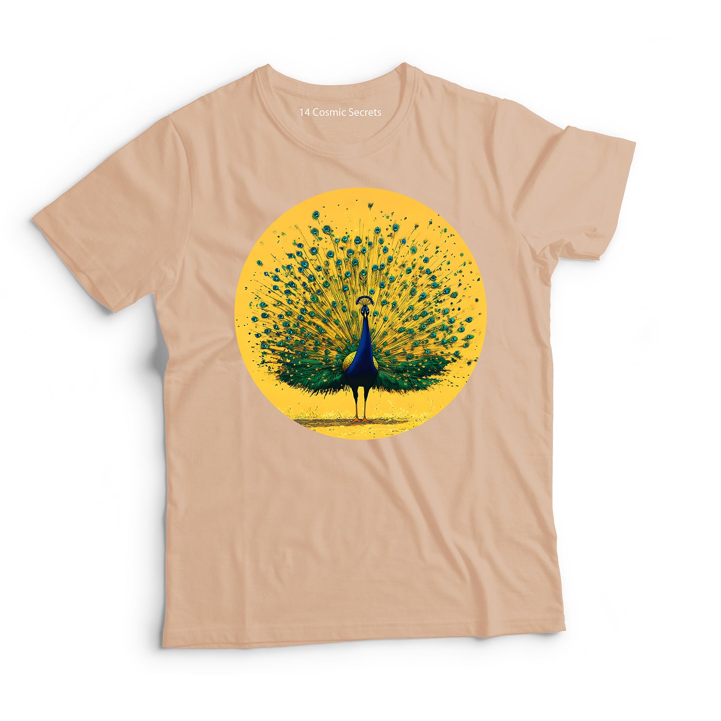 Peacock T-Shirt for Men Cotton Elegant Strutting