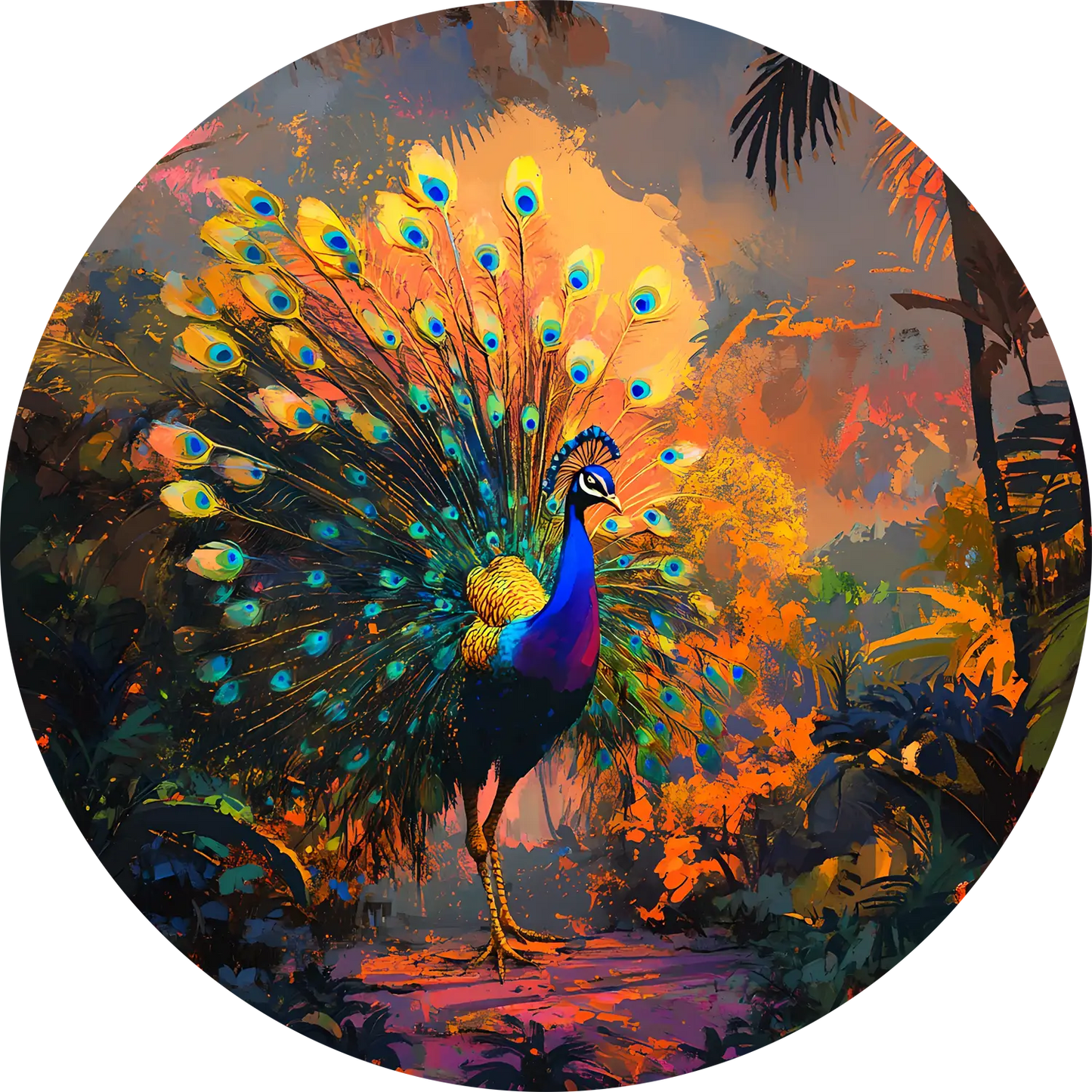 Peacock T-Shirt for Men Cotton Mesmerizing Blue