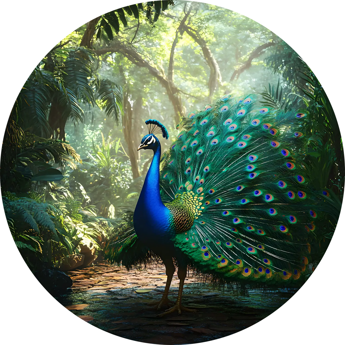Peacock T-Shirt for Men Cotton Resilient Jungle