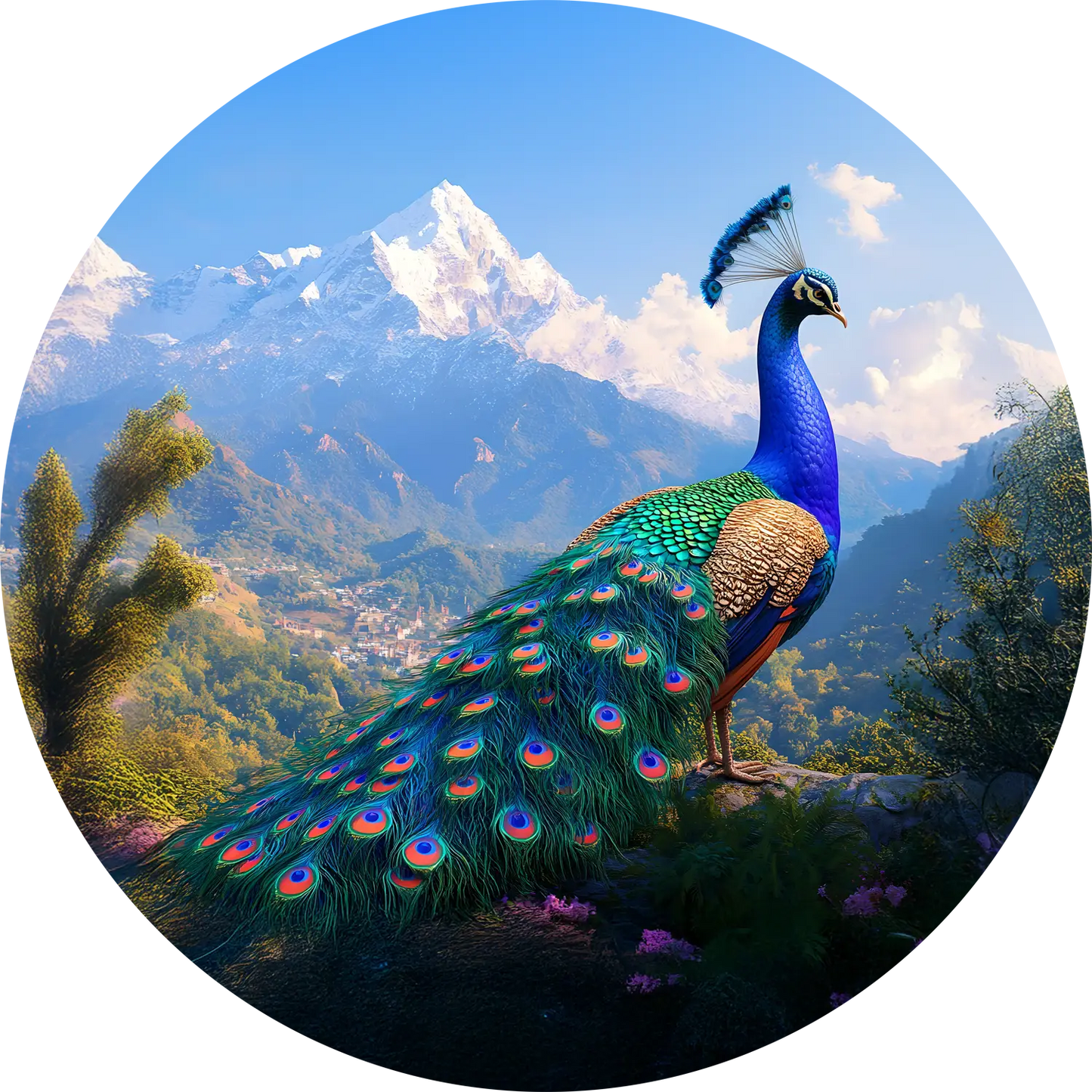 Peacock T-Shirt for Men Cotton Timeless Beauty