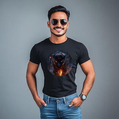 Majestic Forest Black Panther T-Shirt for Men Cotton