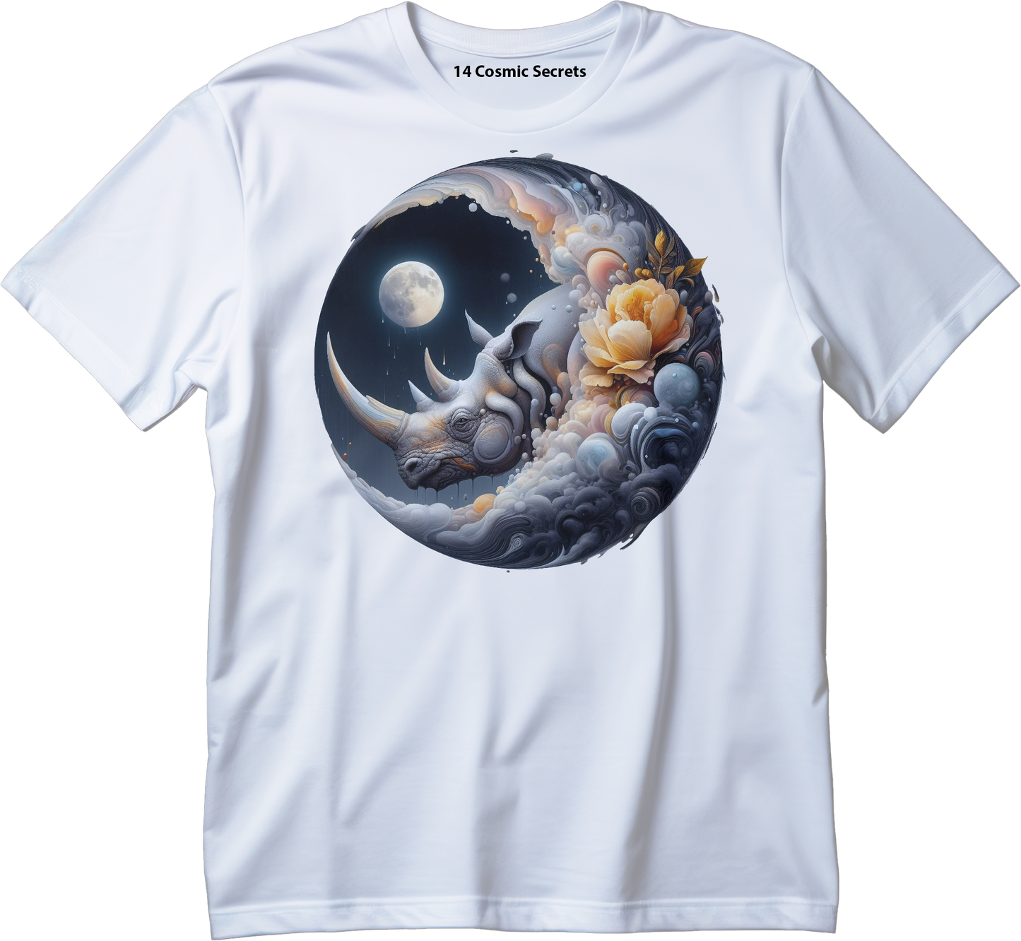 Rhino's Surreal Painting Graphic Printed T-Shirt  Cotton T-Shirt Magnificence of India T-Shirt