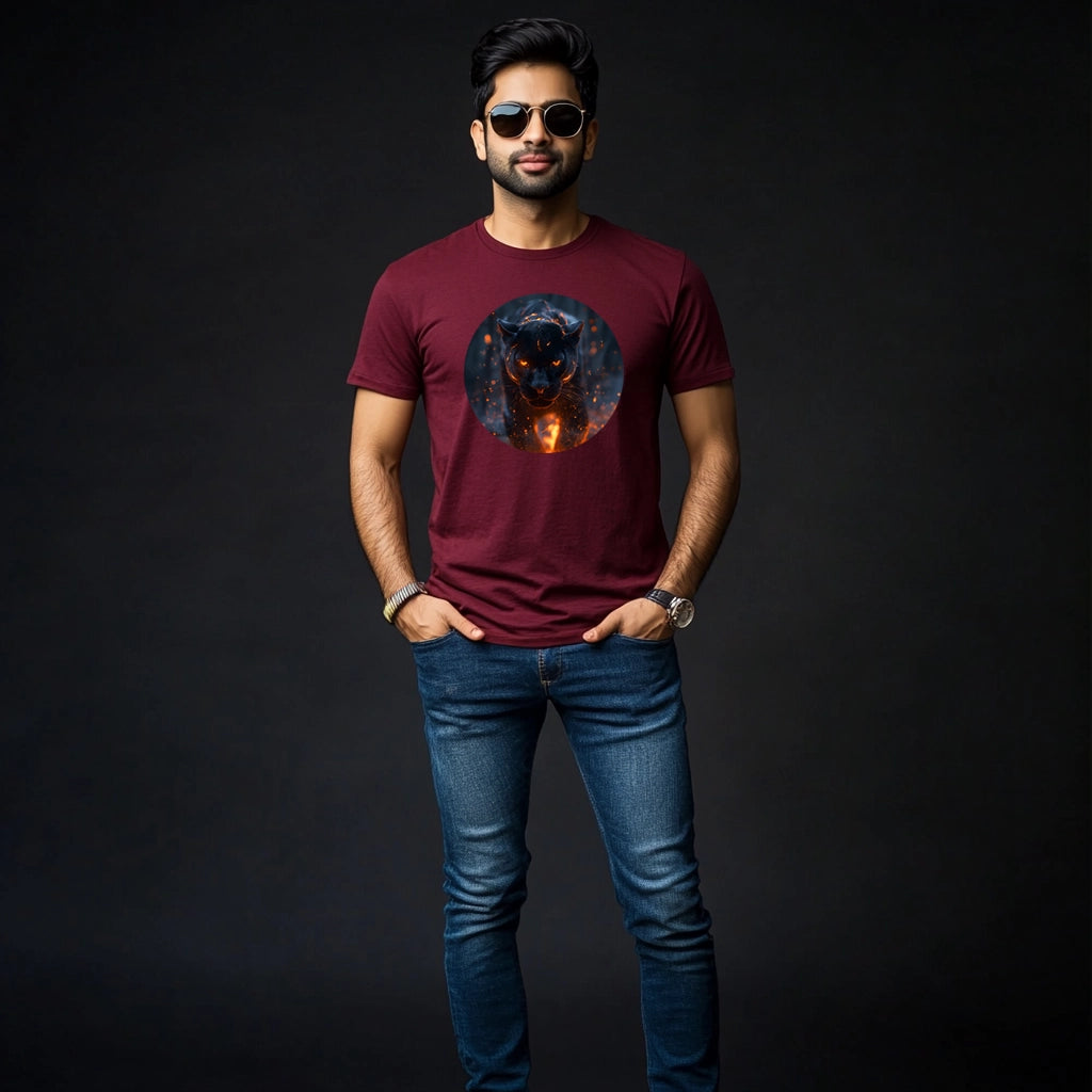 Majestic Forest Black Panther T-Shirt for Men Cotton