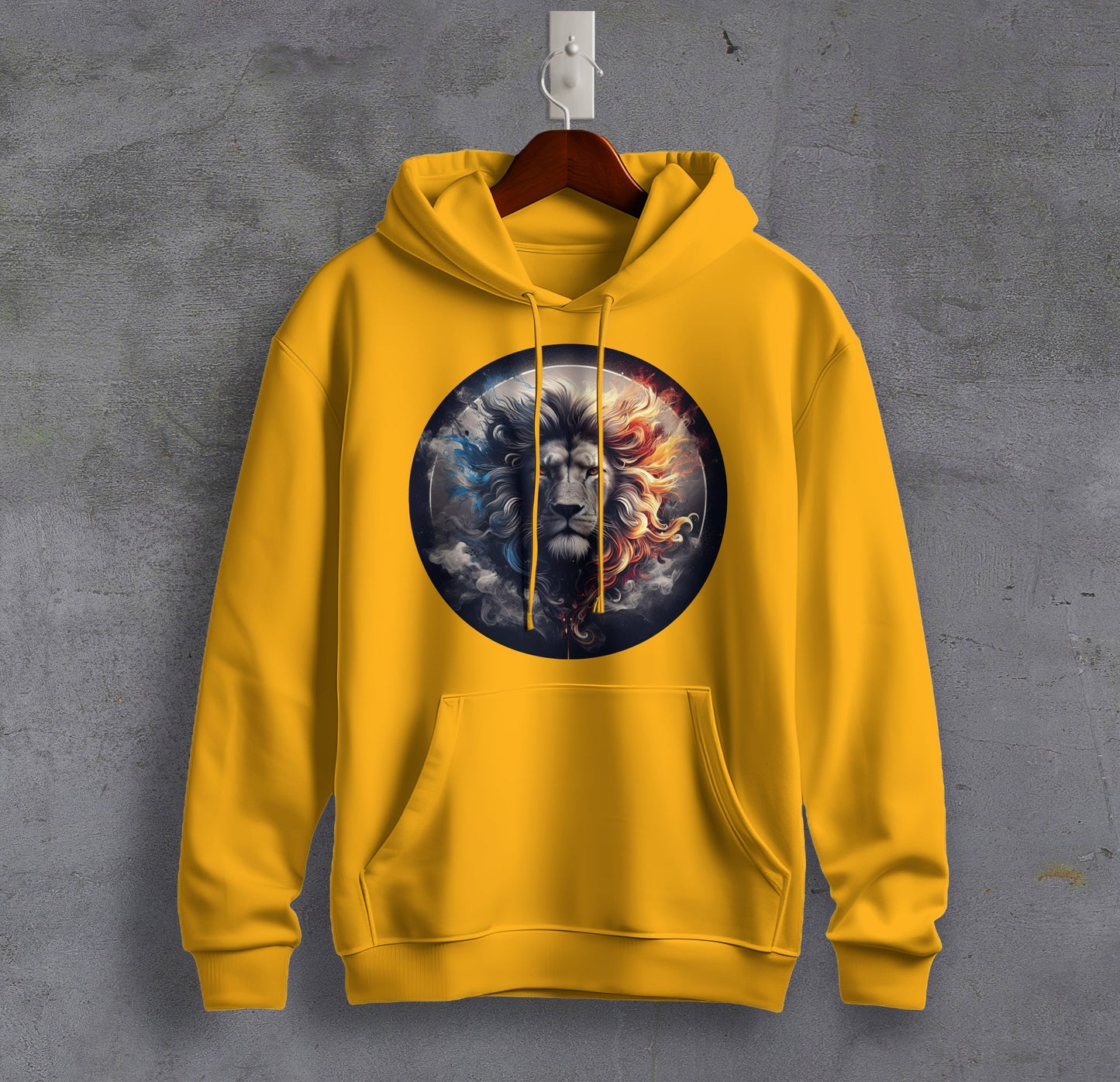 Majestic Lion - Graphic Printed Hooded Sweat Shirt for Men - Cotton - Magnificence of India Sweat Shirt