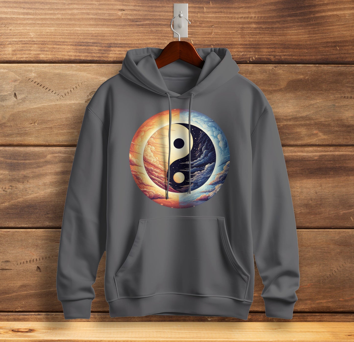 The Yin & The Yang - Graphic Printed Hooded Sweat Shirt for Men - Cotton - Cosmos Sweat Shirt 🪐 ☀️ ☯️ 🌘🌑🌒