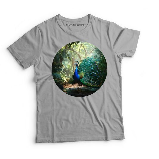 Peacock T-Shirt for Kids Cotton Resilient Jungle