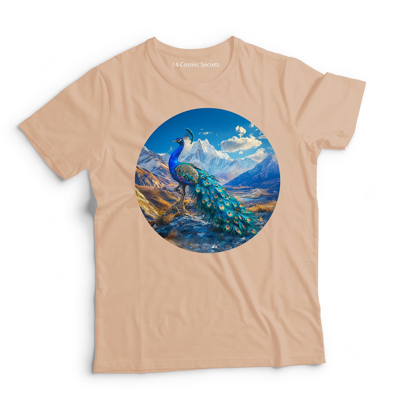 Peacock T-Shirt for Men Cotton Colorful Nature