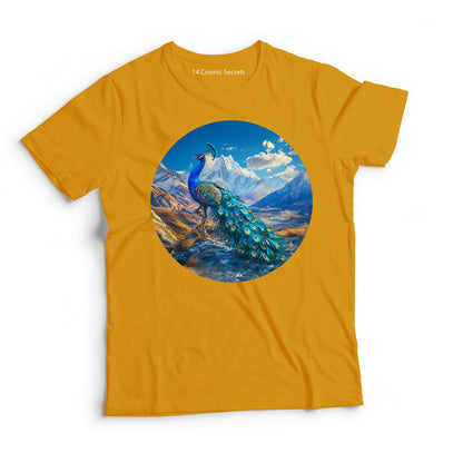 Peacock T-Shirt for Men Cotton Colorful Nature