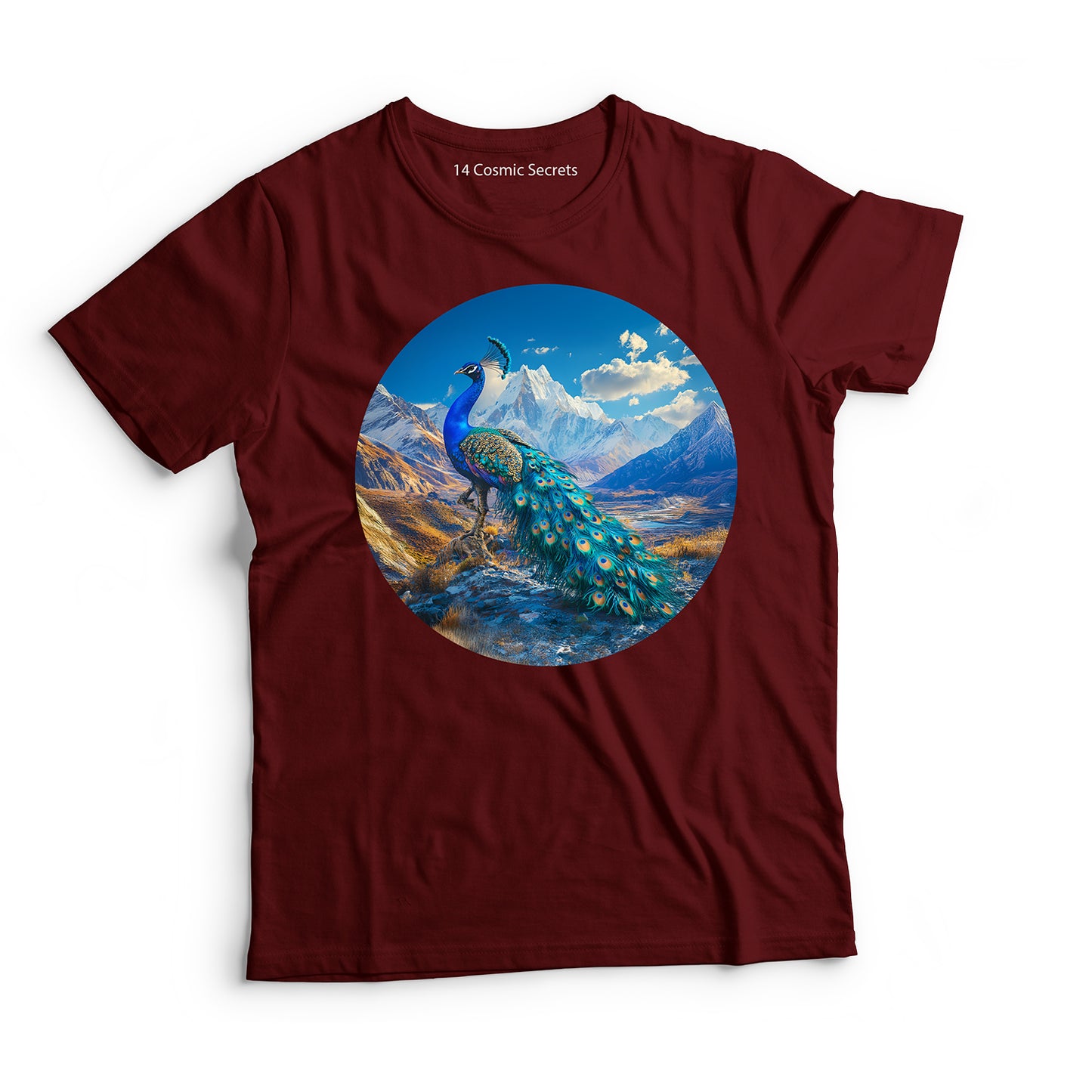 Peacock T-Shirt for Men Cotton Colorful Nature