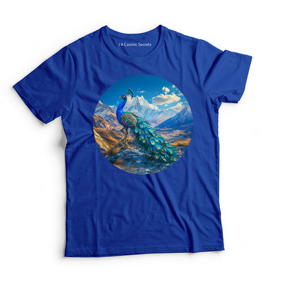 Peacock T-Shirt for Men Cotton Colorful Nature