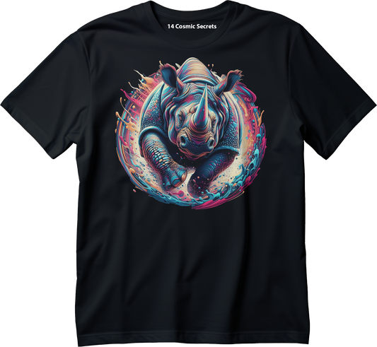 Majestic Indian Rhino Graphic Printed T-Shirt  Cotton T-Shirt Magnificence of India T-Shirt