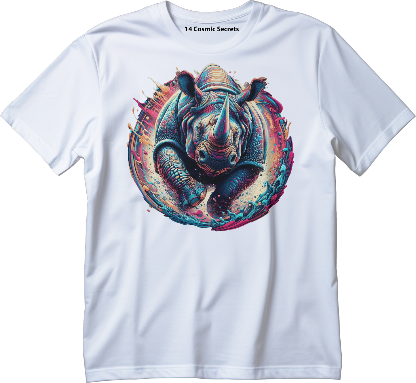 Majestic Indian Rhino Graphic Printed T-Shirt  Cotton T-Shirt Magnificence of India T-Shirt