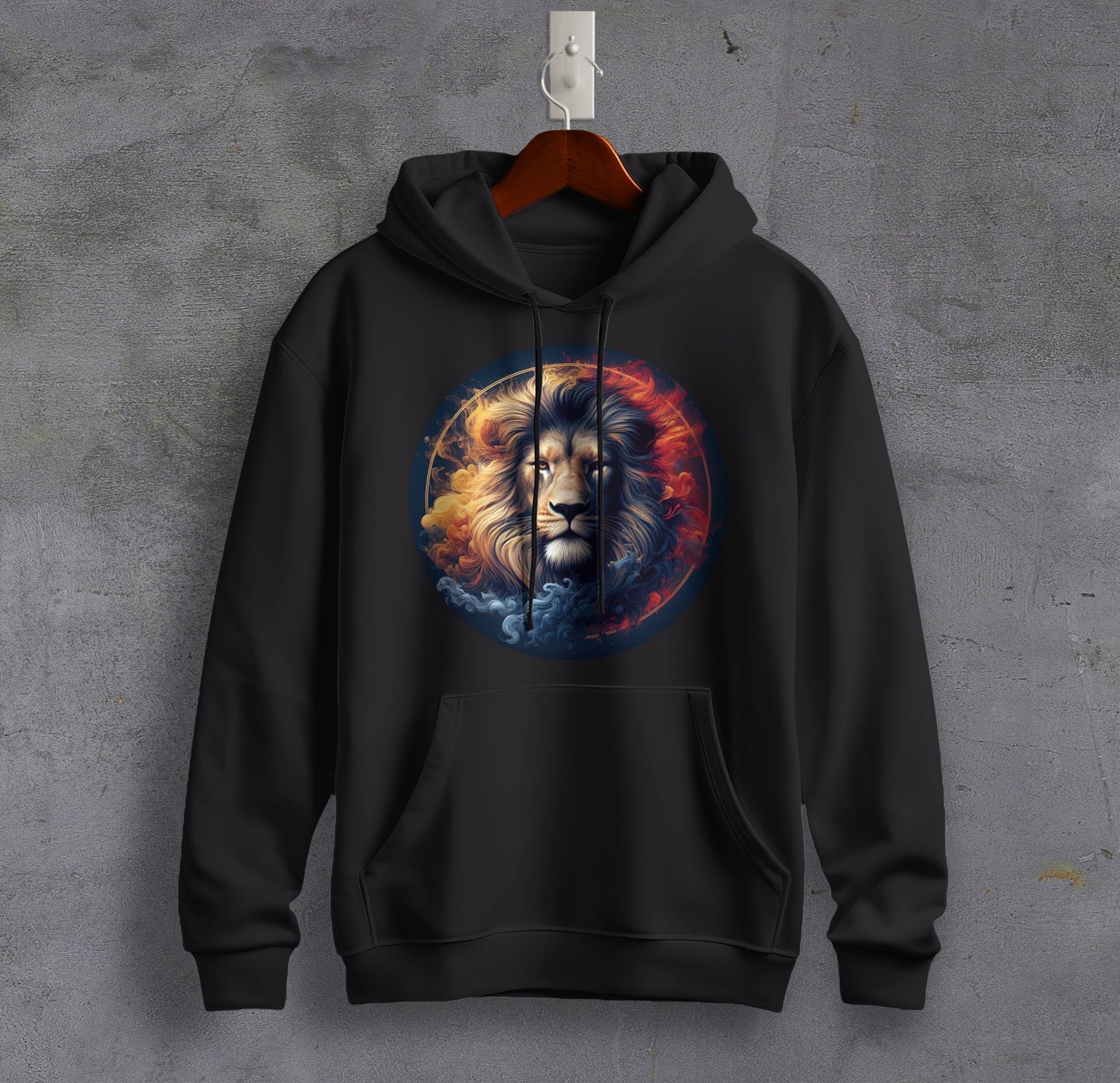 Lion's Strength - Graphic Printed Hooded Sweat Shirt for Men - Cotton - Magnificence of India Sweat Shirt