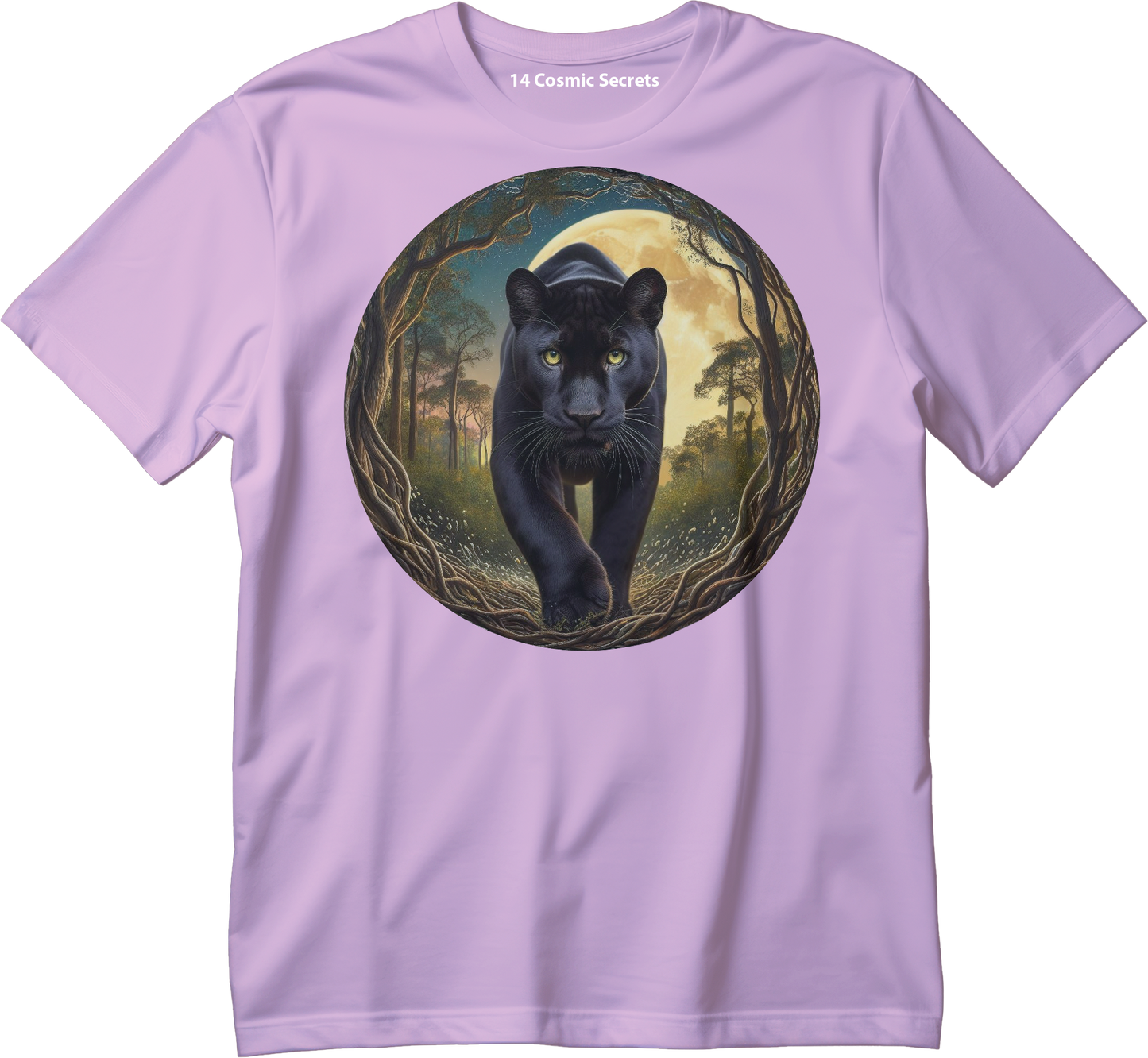 Black Panther on a Moon Night Graphic T-Shirt  Cotton T-Shirt Magnificence of India T-Shirt